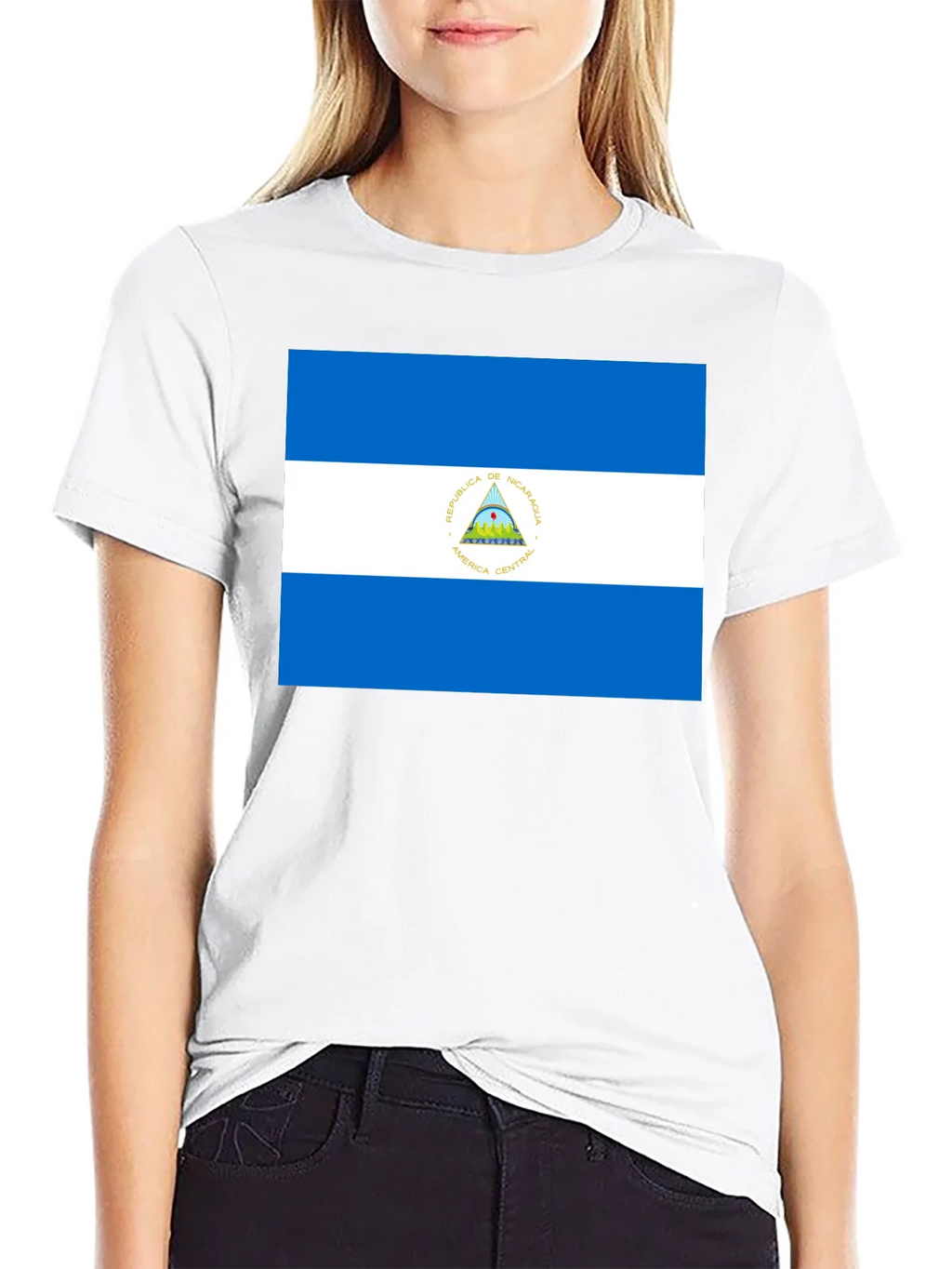 Nicaragua Flag T-Shirt - Black Cotton Tee product image 8
