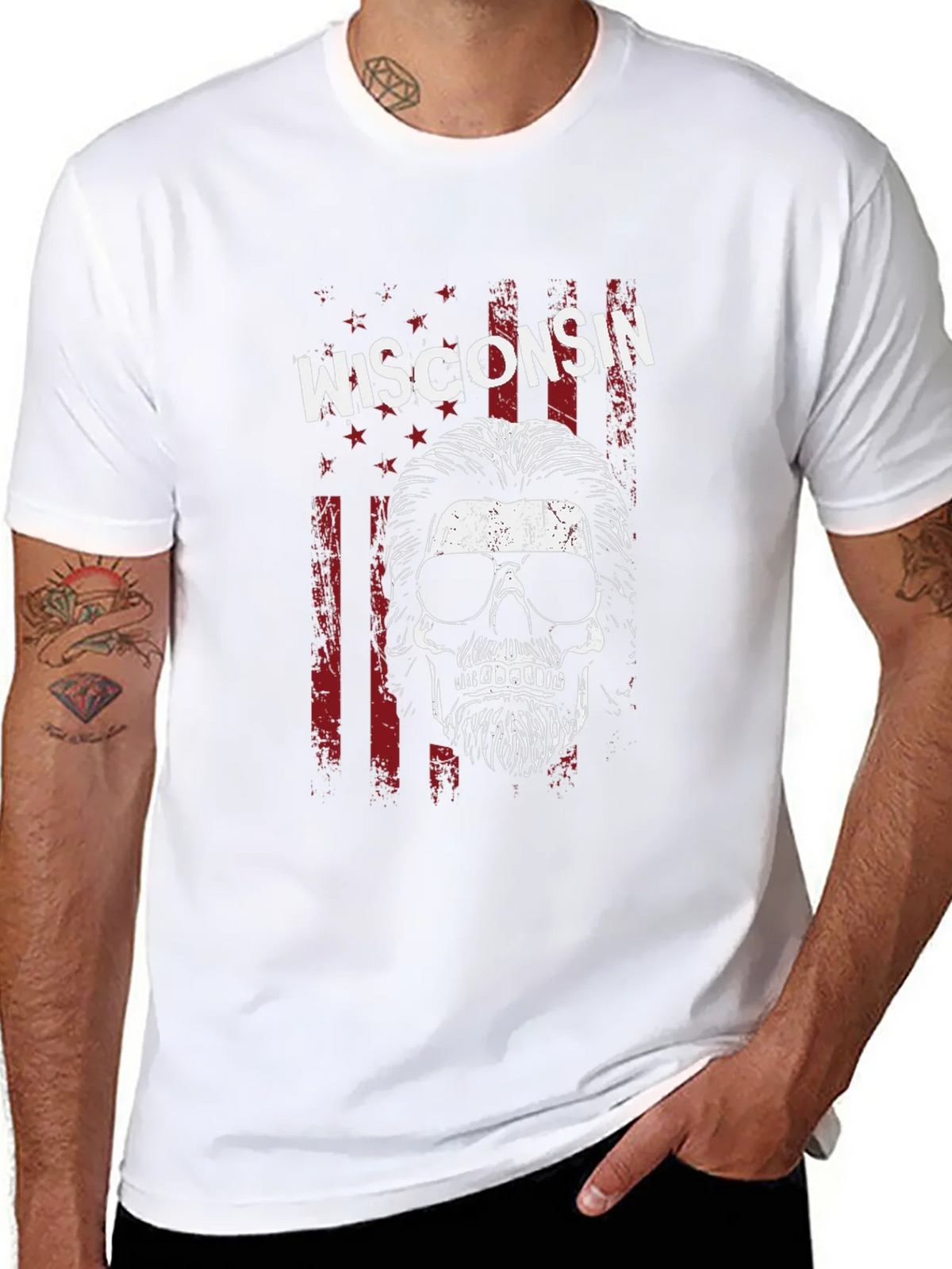 Wisconsin Skull Graphic Tee - USA Patriotic Shirt product image 7