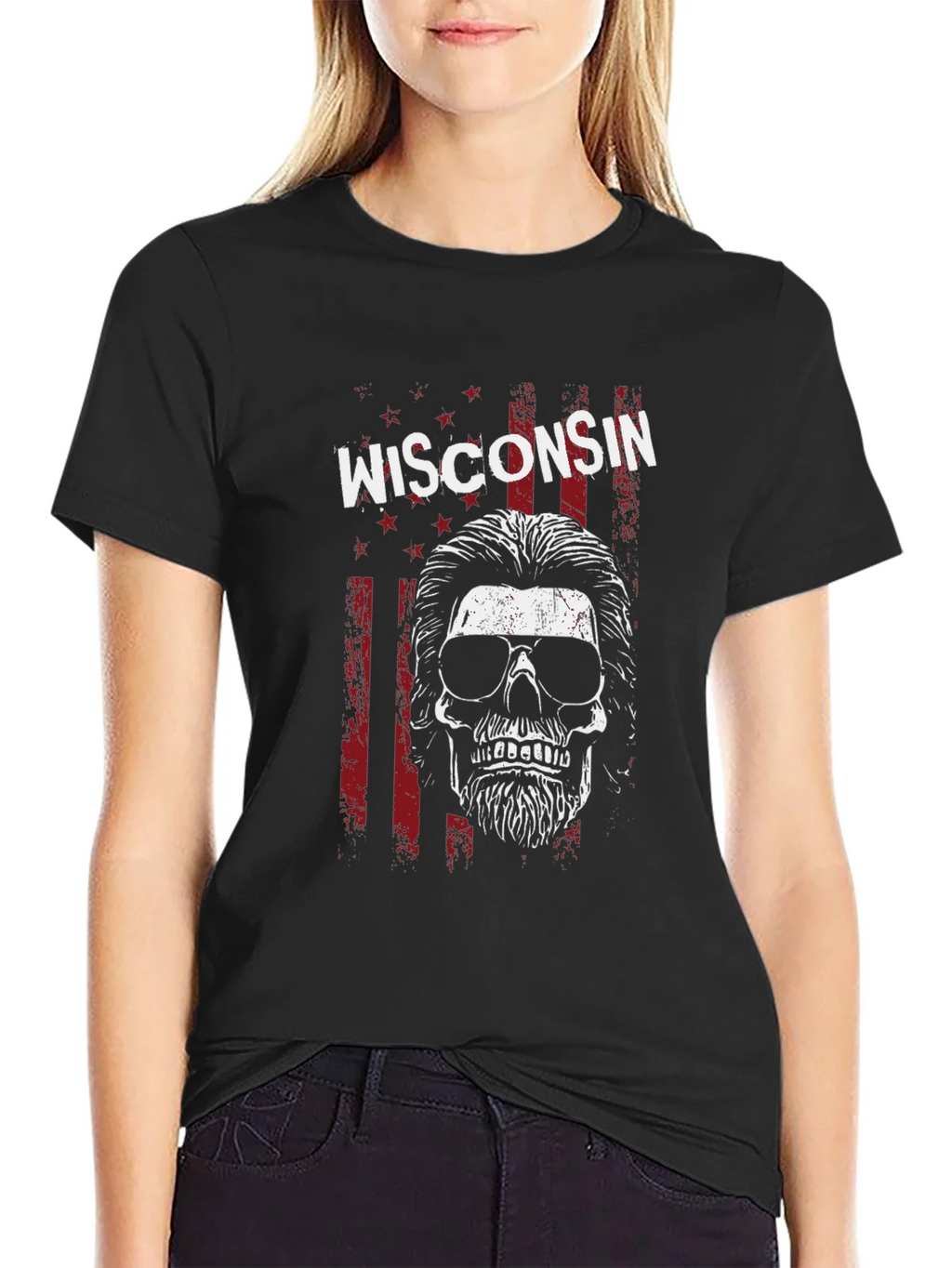 Wisconsin Skull Graphic Tee - USA Patriotic Shirt product image 2
