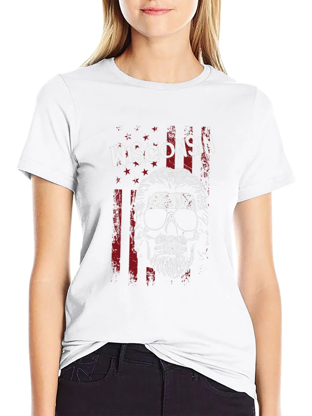 Wisconsin Skull Graphic Tee - USA Patriotic Shirt product image 8