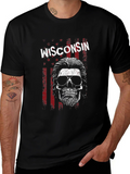 Wisconsin Skull Graphic Tee - USA Patriotic Shirt product image 1