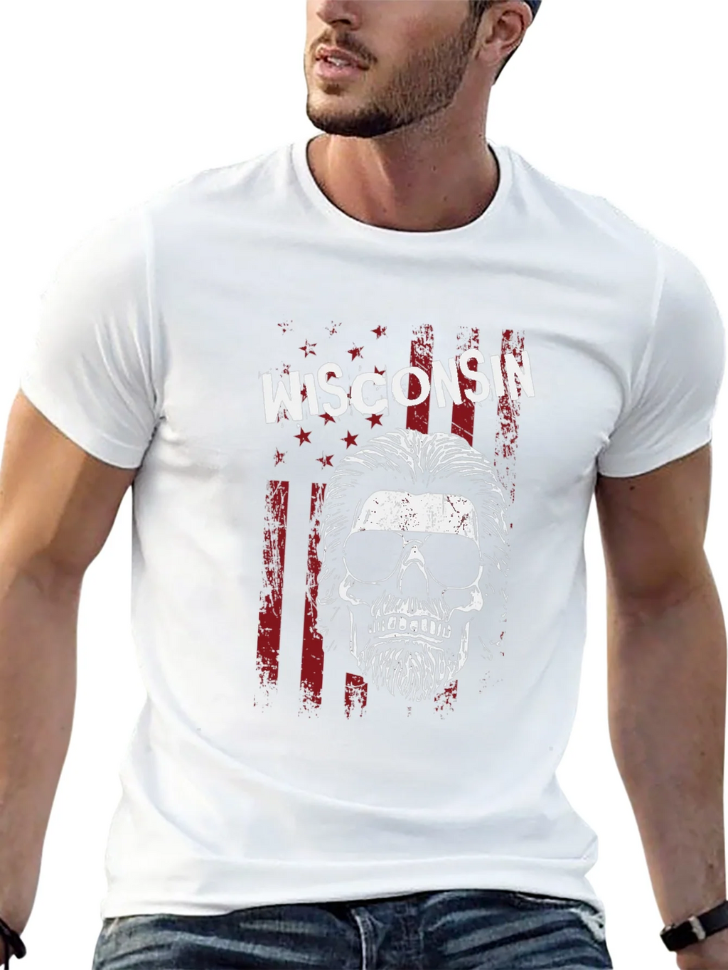 Wisconsin Skull Graphic Tee - USA Patriotic Shirt product image 12