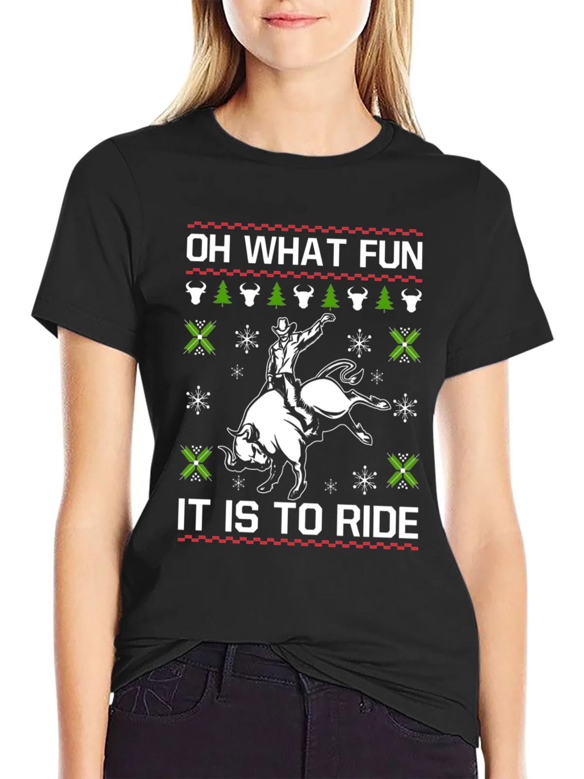 Funny Rodeo Christmas T-Shirt - Oh What Fun product image 2