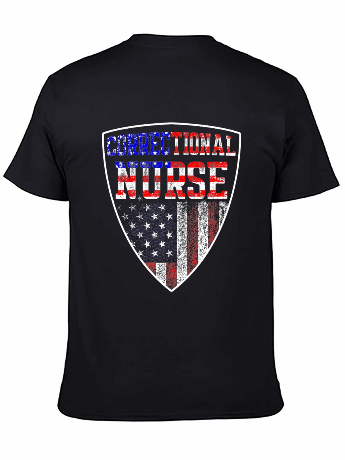 Correctional Nurse American Flag Shield T-Shirt product image 3