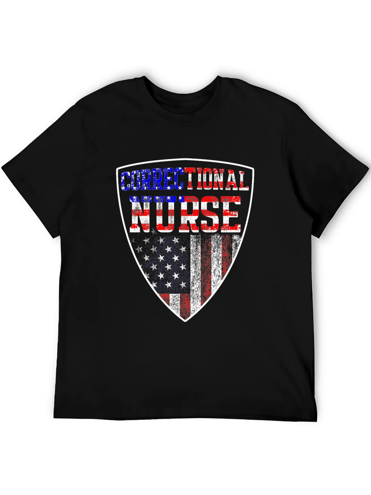 Correctional Nurse American Flag Shield T-Shirt product image 4
