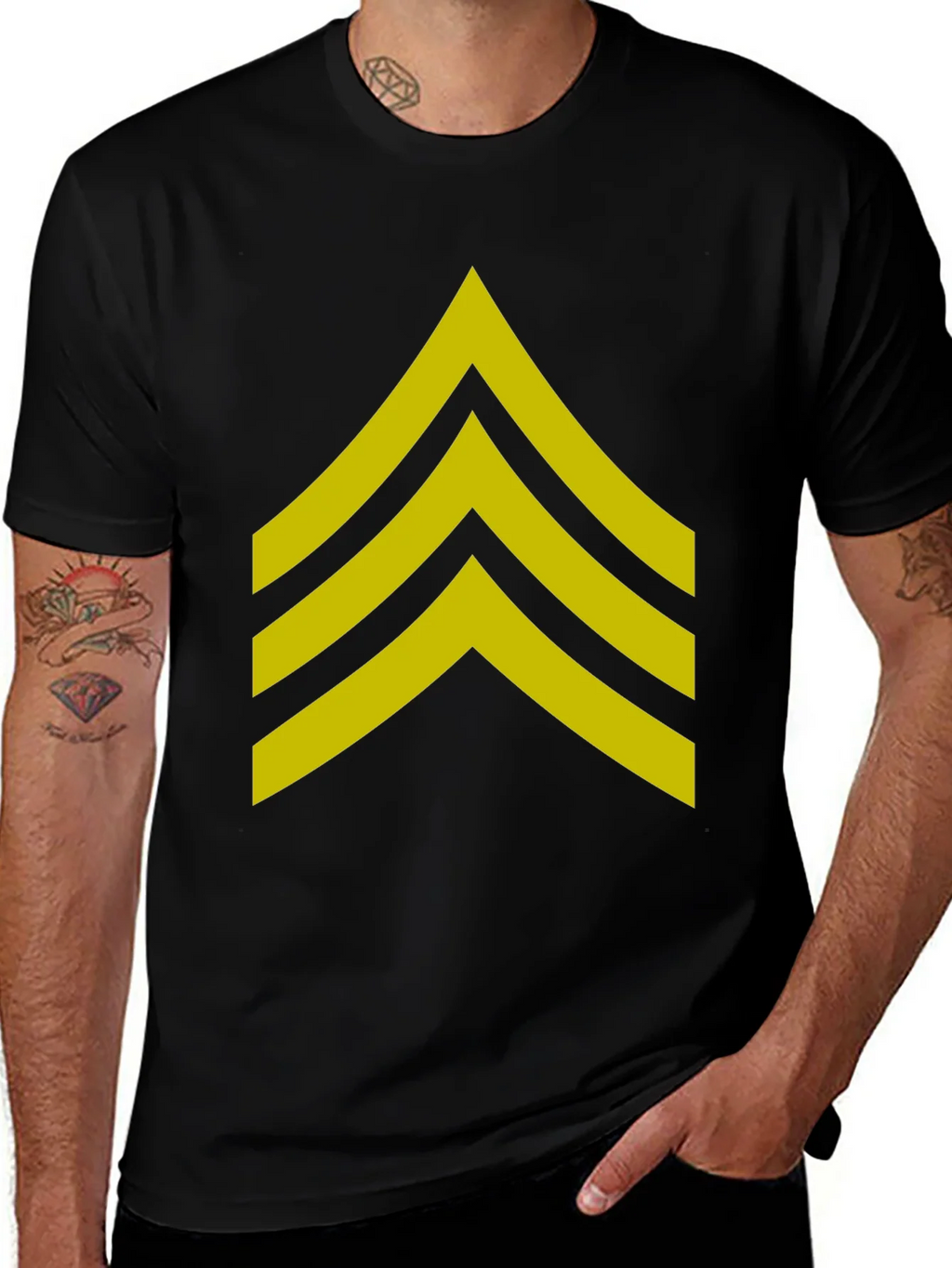 Military Sergeant Stripes Graphic Tee - Black product image 1