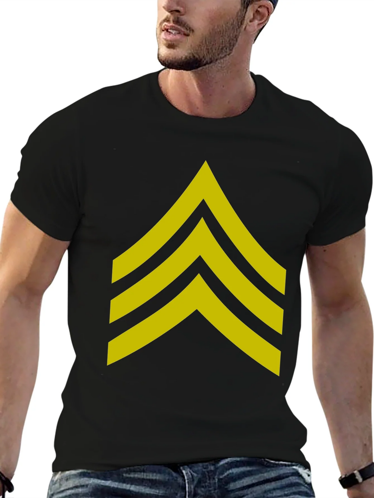 Military Sergeant Stripes Graphic Tee - Black product image 6