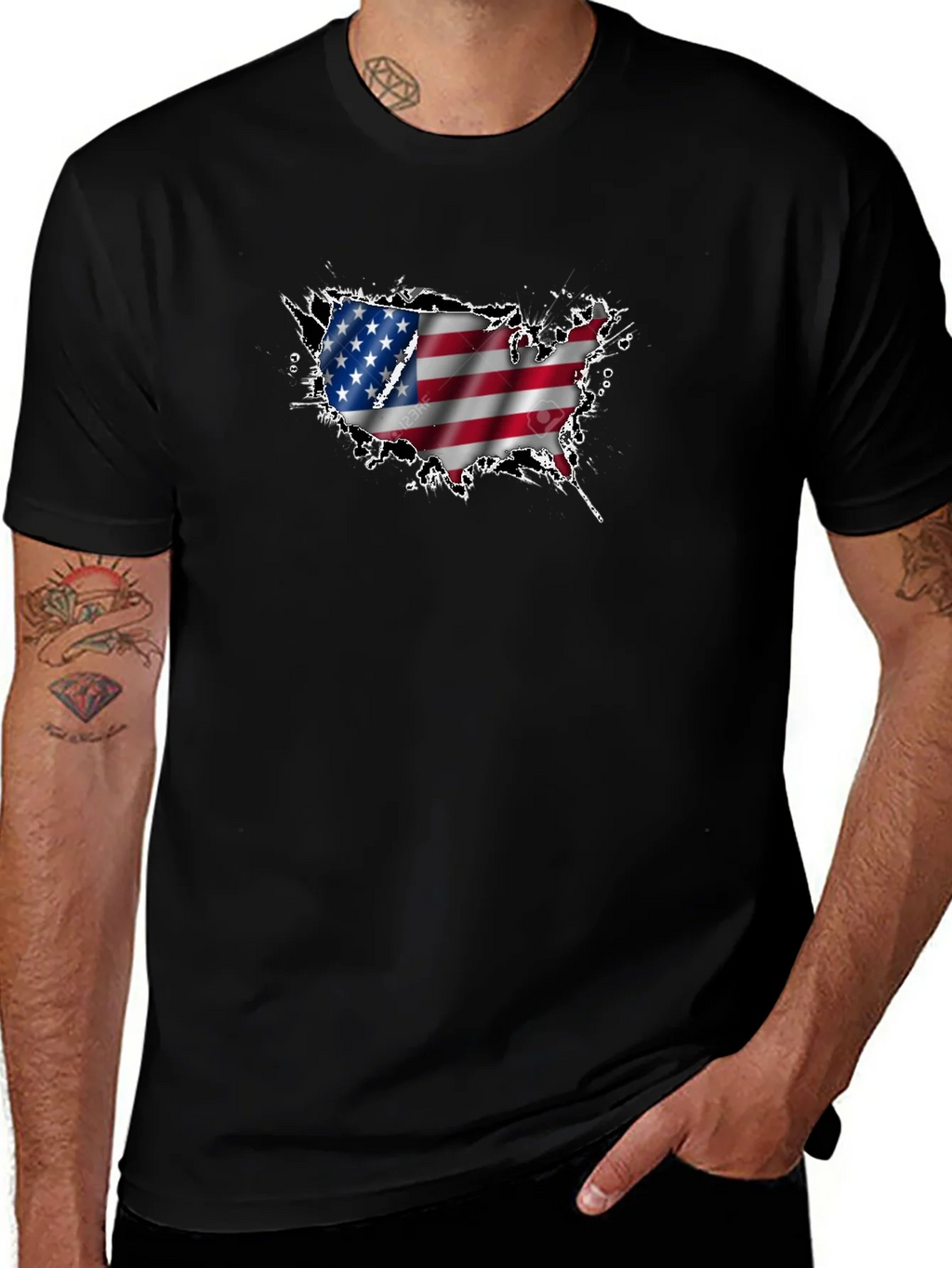 USA Flag Map Graphic T-Shirt product image 1