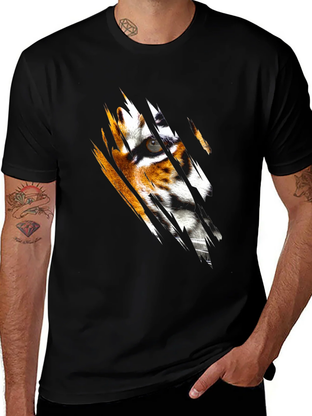Tiger Eye Graphic Black T-Shirt product image 1