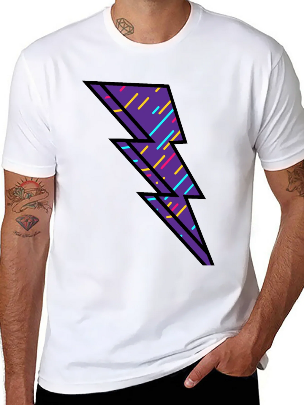 Retro Lightning Bolt Graphic T-Shirt - Black product image 7