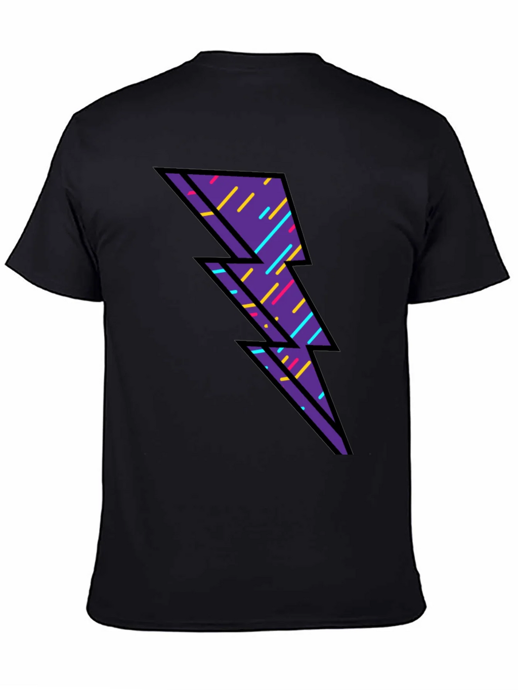 Retro Lightning Bolt Graphic T-Shirt - Black product image 4