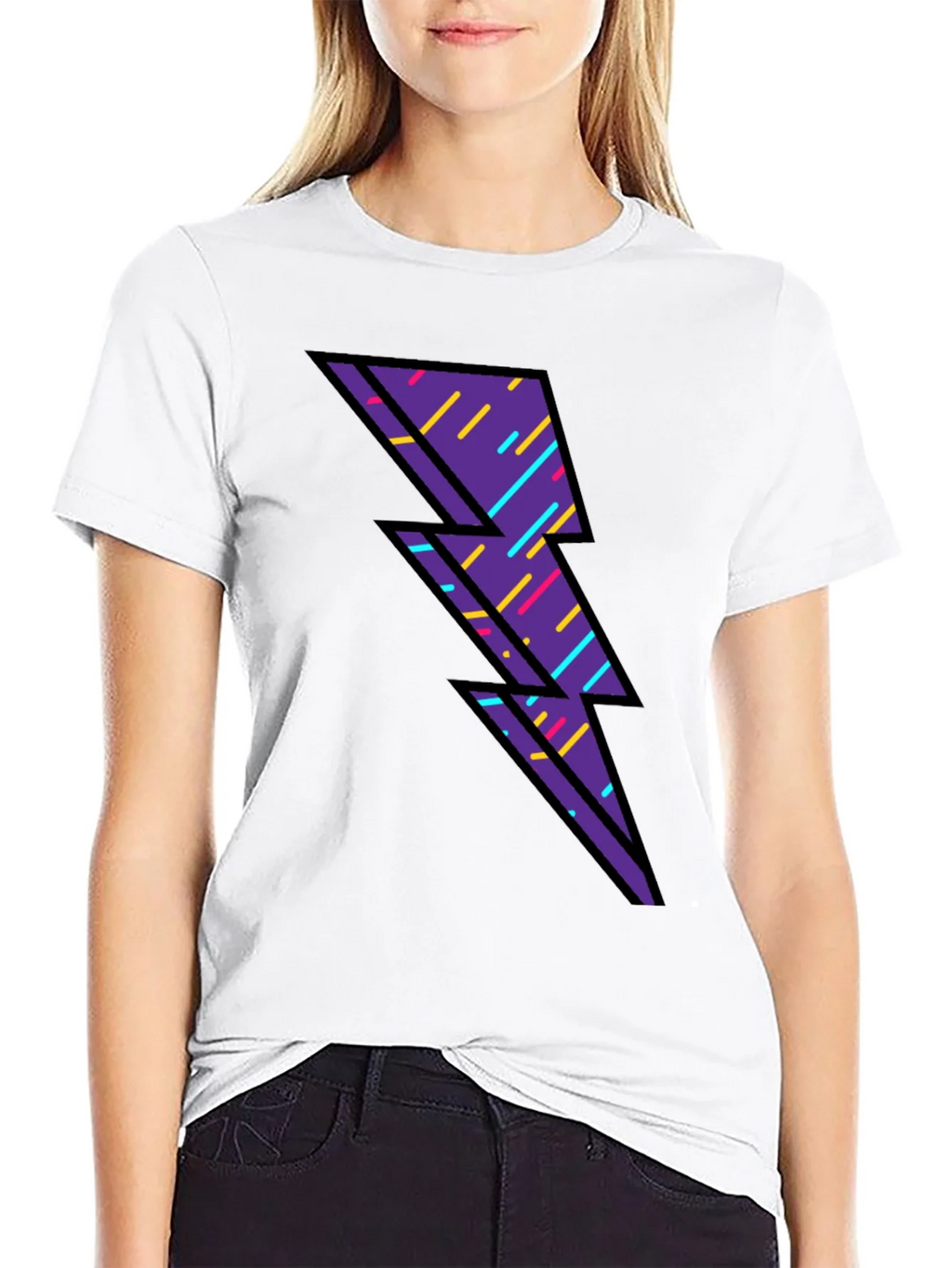 Retro Lightning Bolt Graphic T-Shirt - Black product image 8