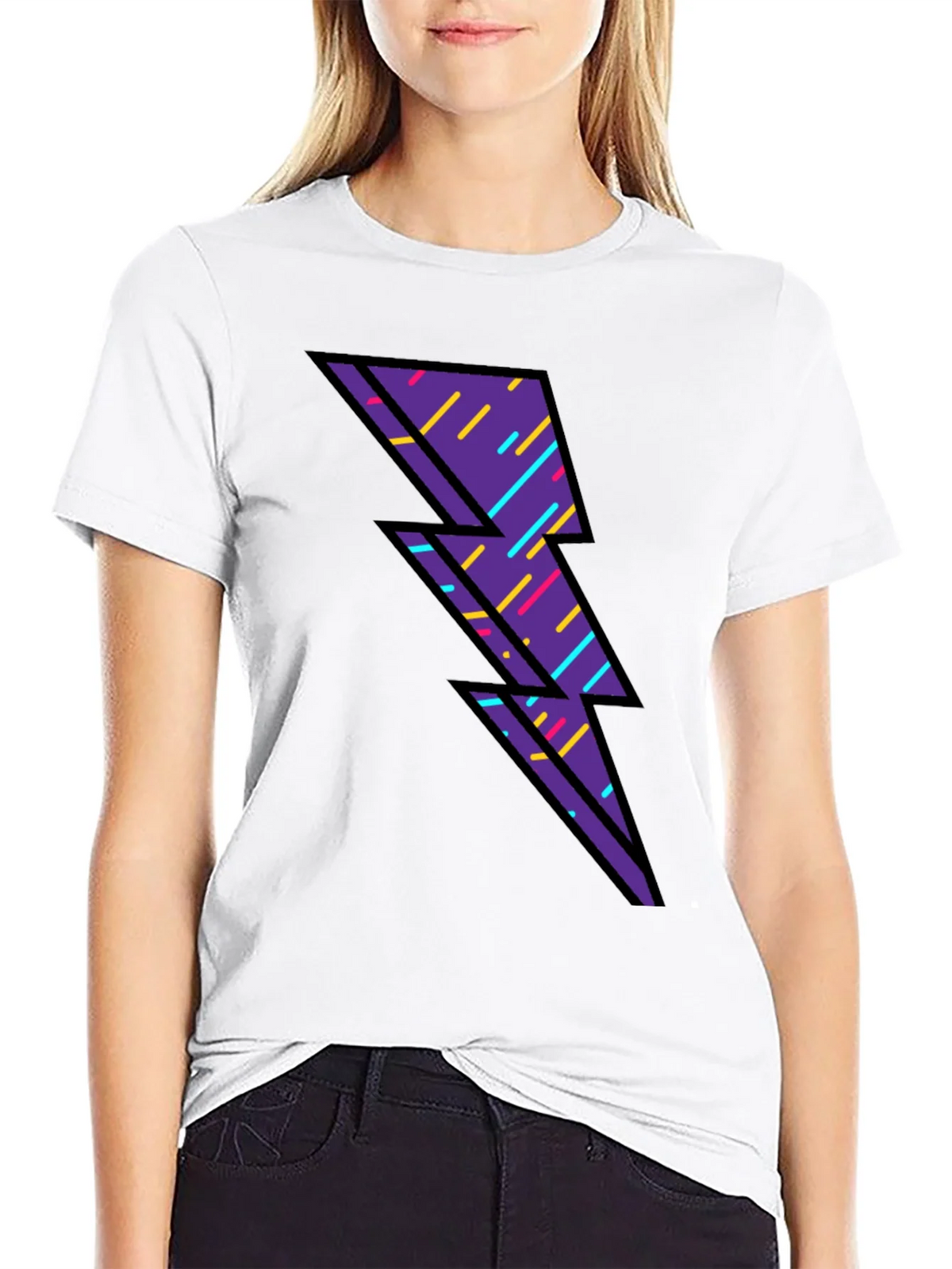 Retro Lightning Bolt Graphic T-Shirt - Black product image 8