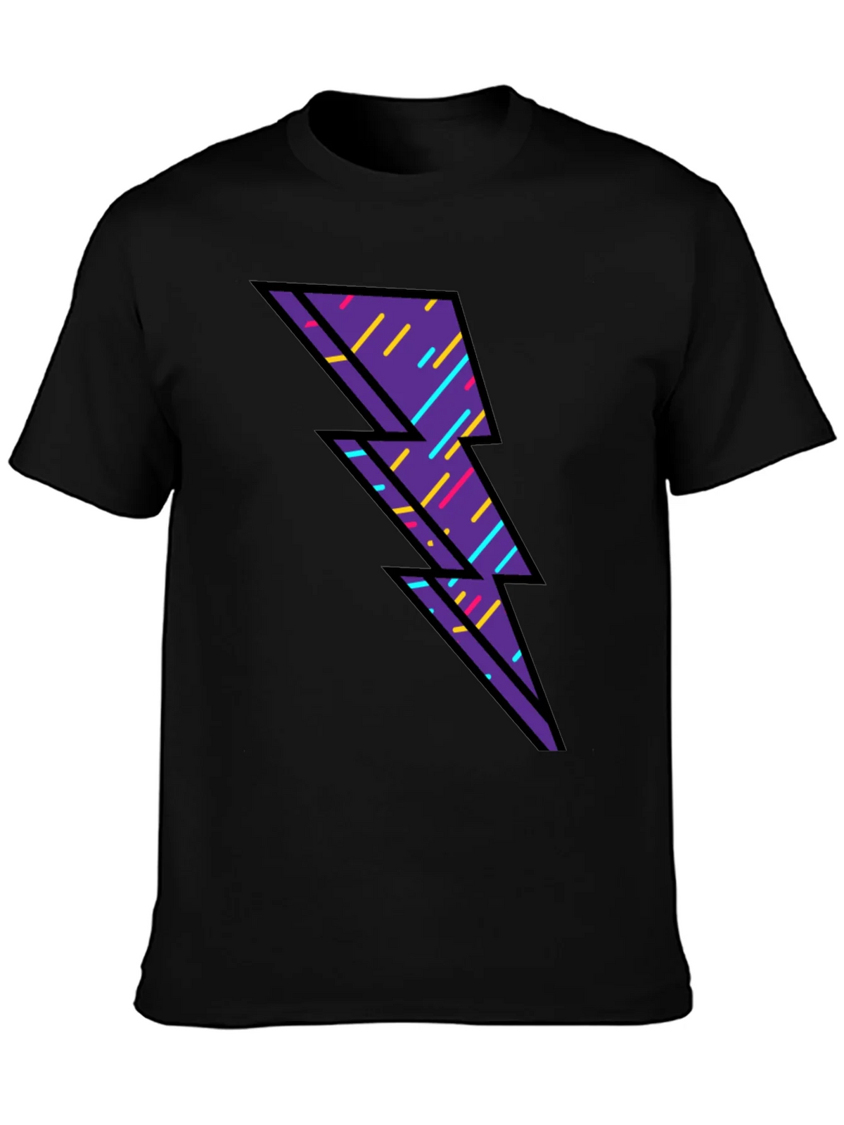 Retro Lightning Bolt Graphic T-Shirt - Black product image 3