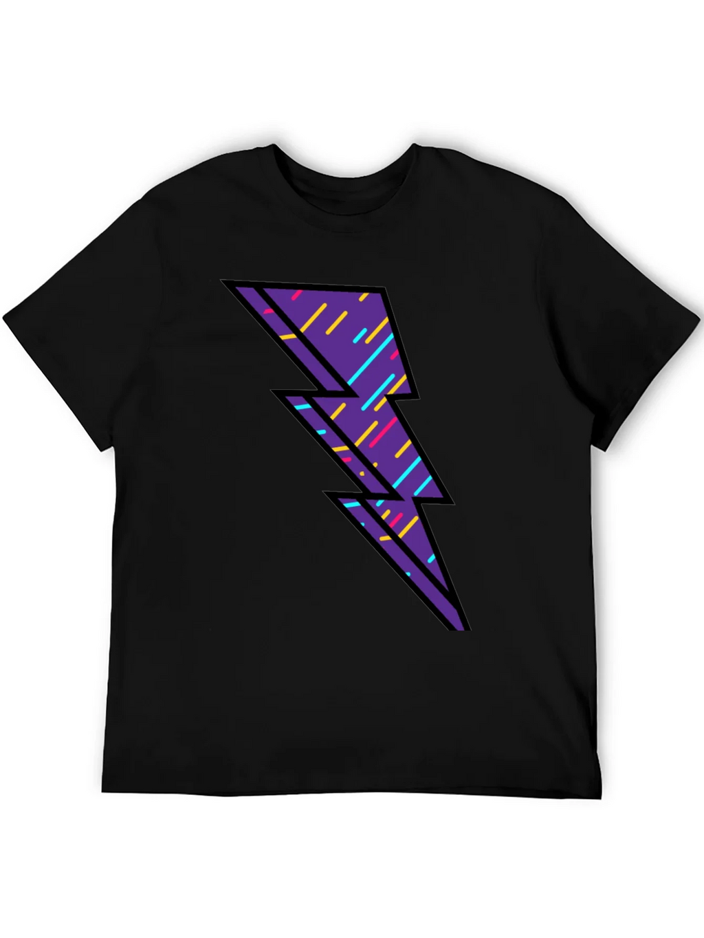 Retro Lightning Bolt Graphic T-Shirt - Black product image 5