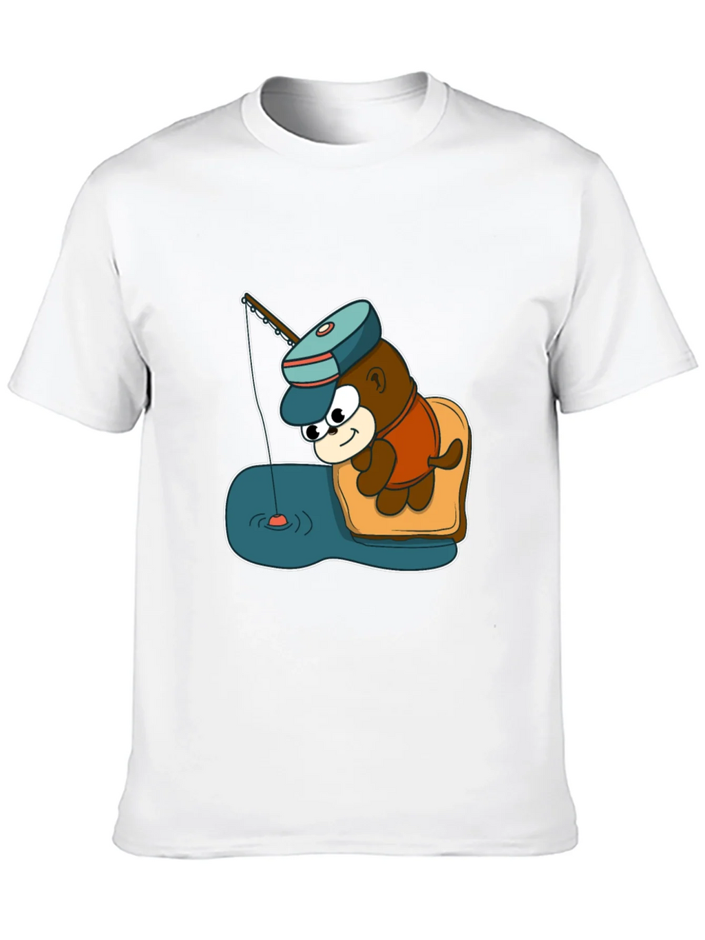 Cartoon Bear Fishing Graphic Tee - Black product image 9