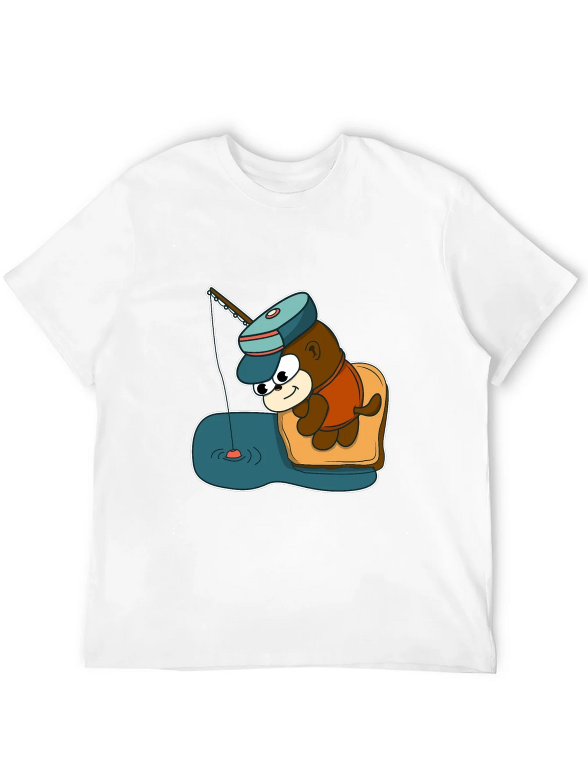 Cartoon Bear Fishing Graphic Tee - Black product image 11