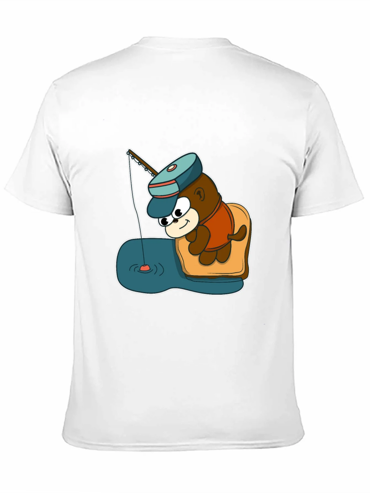 Cartoon Bear Fishing Graphic Tee - Black product image 10