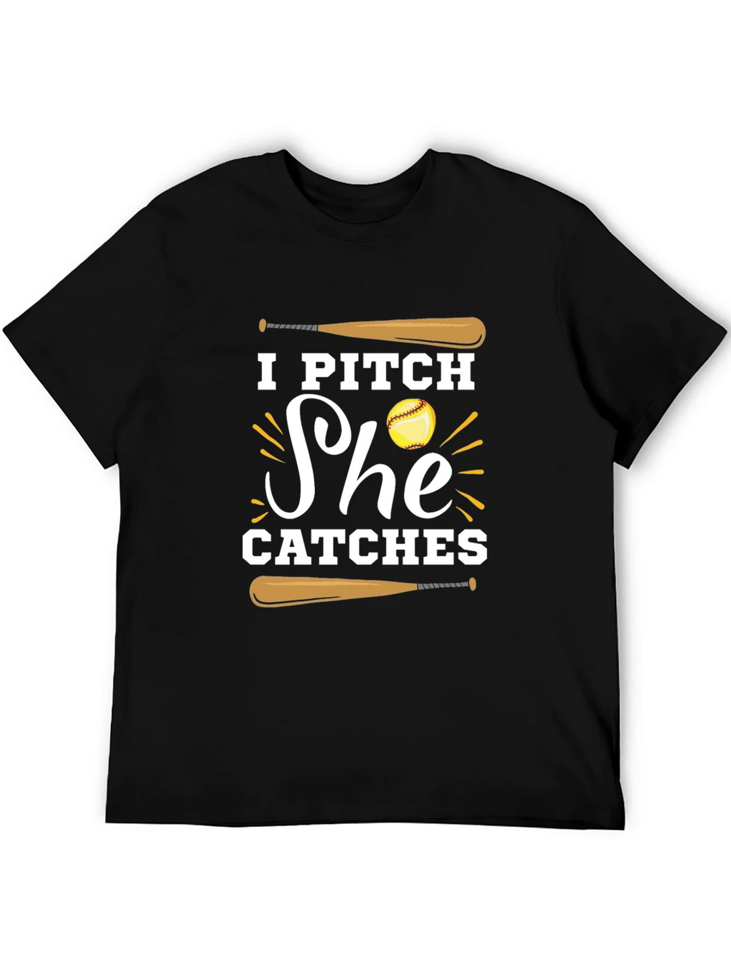 I Pitch She Catches Baseball Graphic Tee product image 5