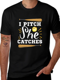 I Pitch She Catches Baseball Graphic Tee product image 1