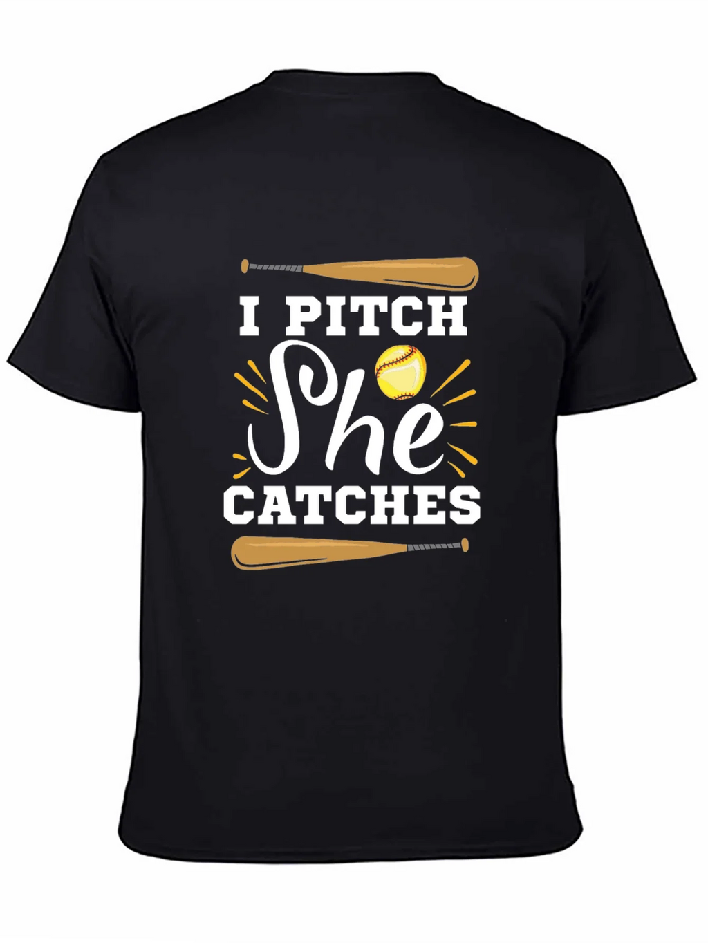 I Pitch She Catches Baseball Graphic Tee product image 4