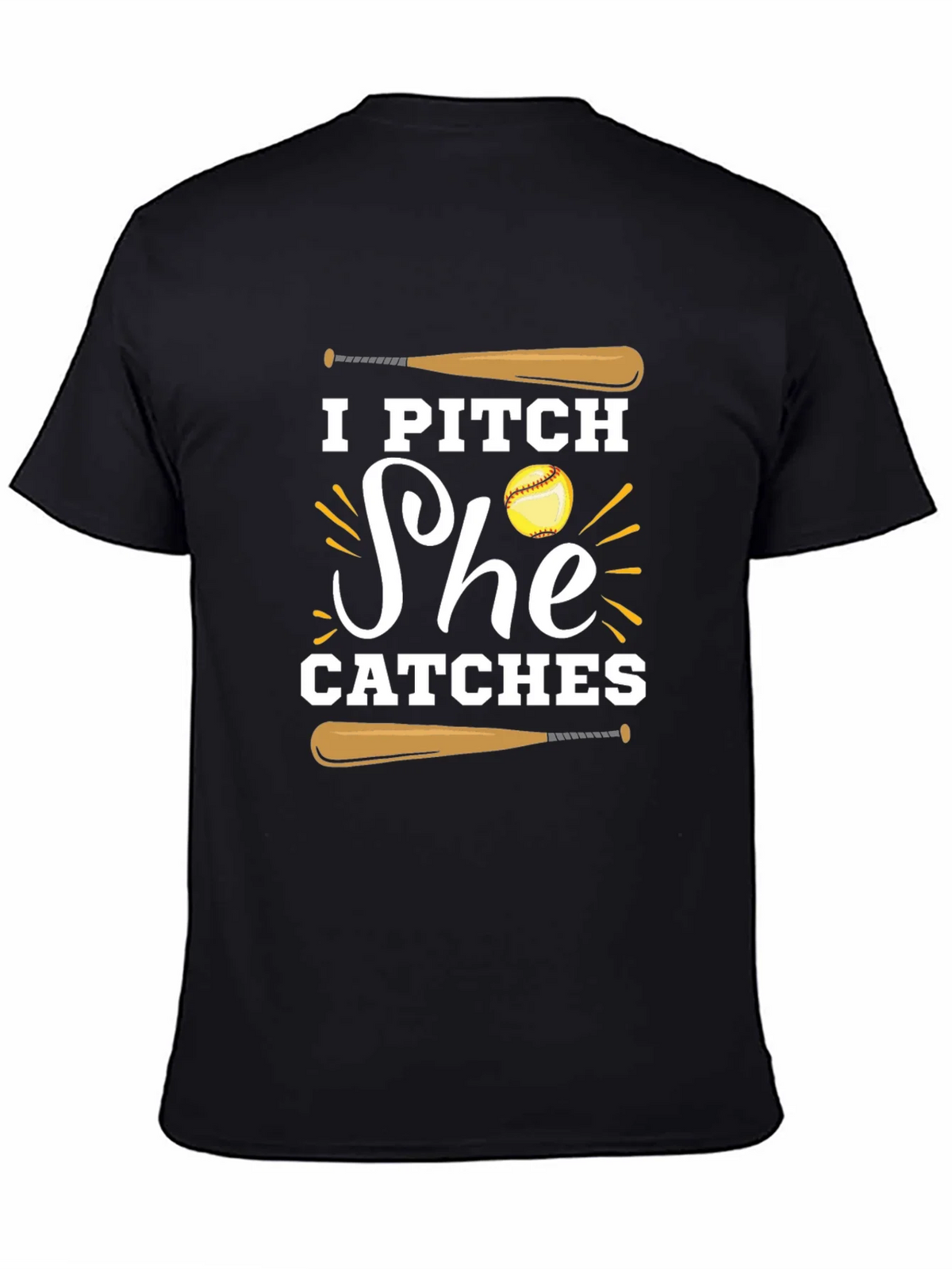 I Pitch She Catches Baseball Graphic Tee product image 4