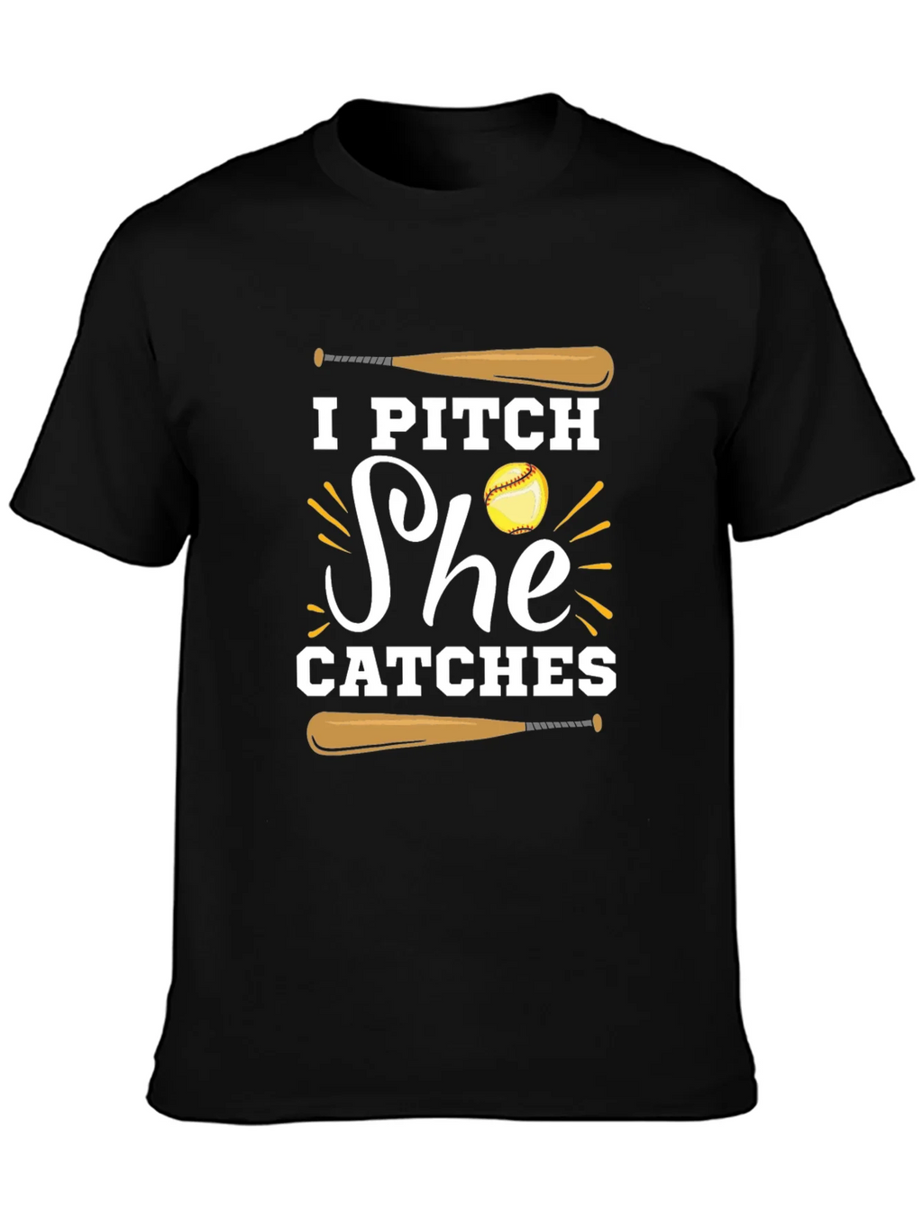 I Pitch She Catches Baseball Graphic Tee product image 3