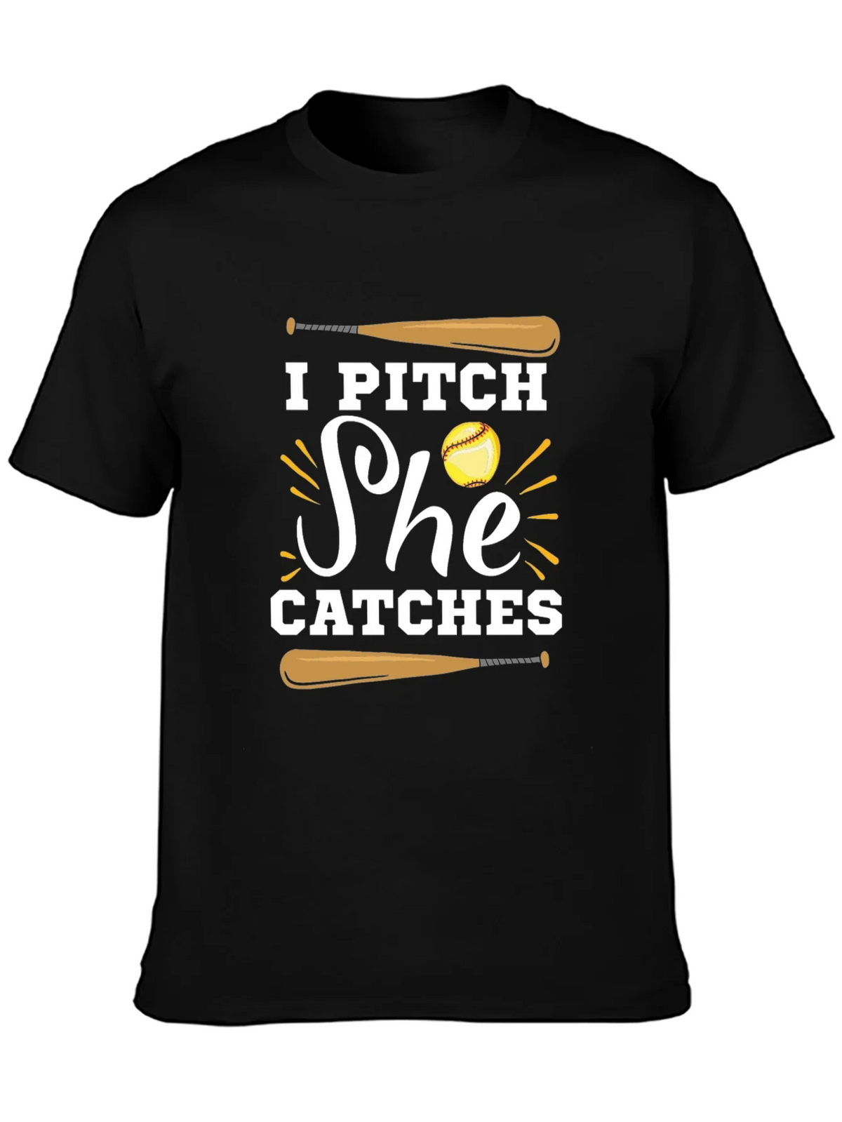 I Pitch She Catches Baseball Graphic Tee product image 3