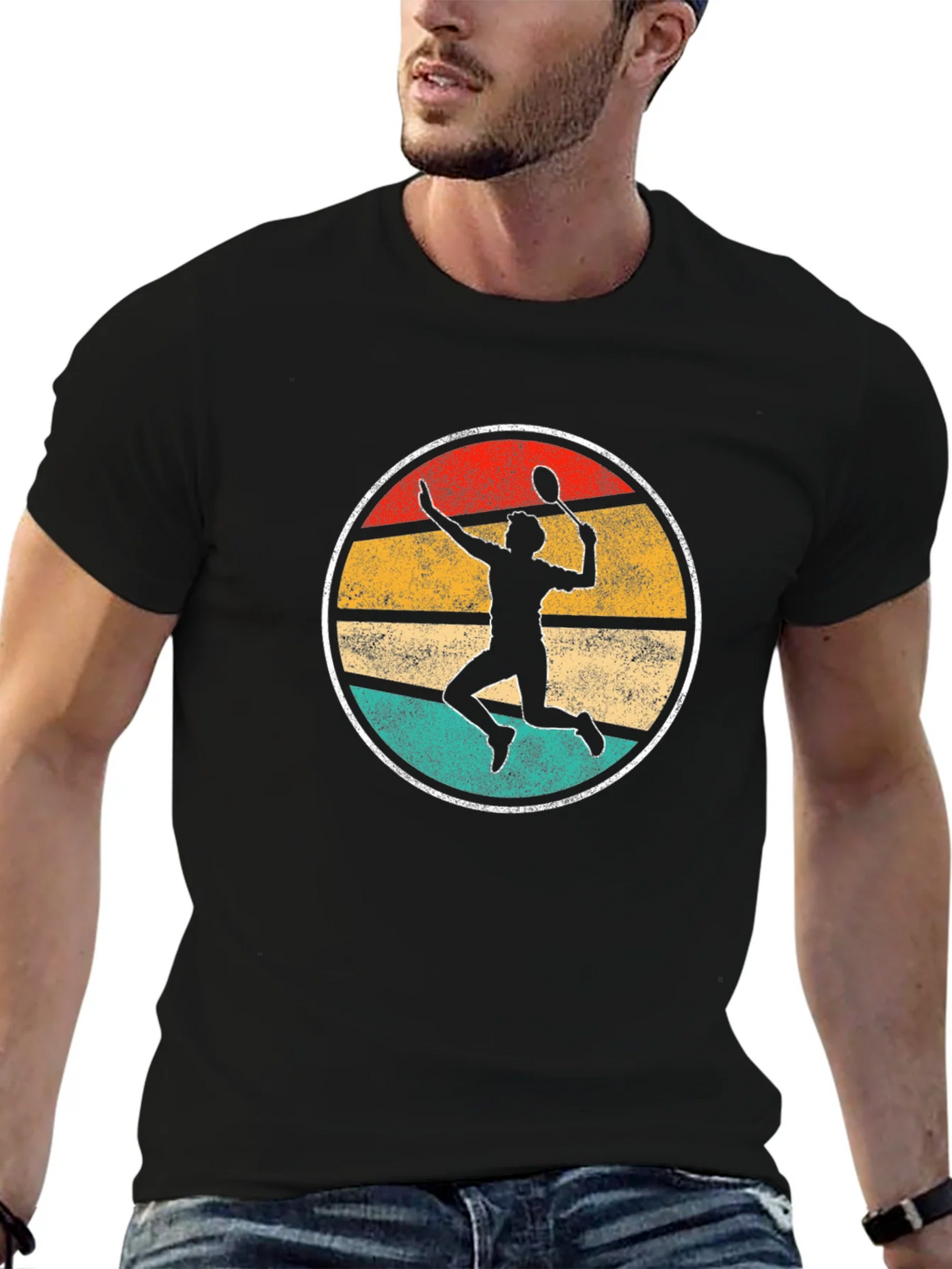 Vintage Badminton Player Graphic Tee product image 6