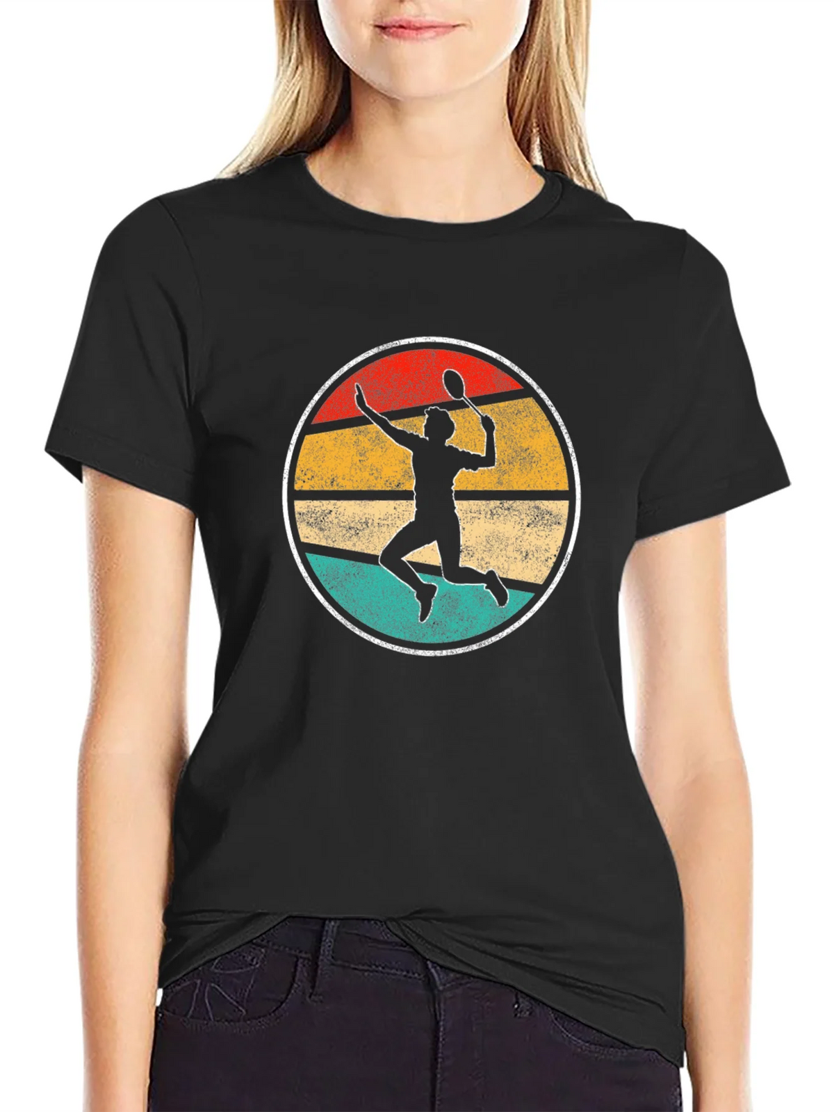 Vintage Badminton Player Graphic Tee product image 2