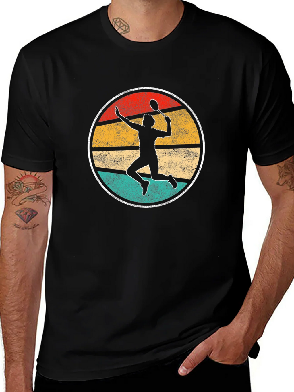 Vintage Badminton Player Graphic Tee product image 1