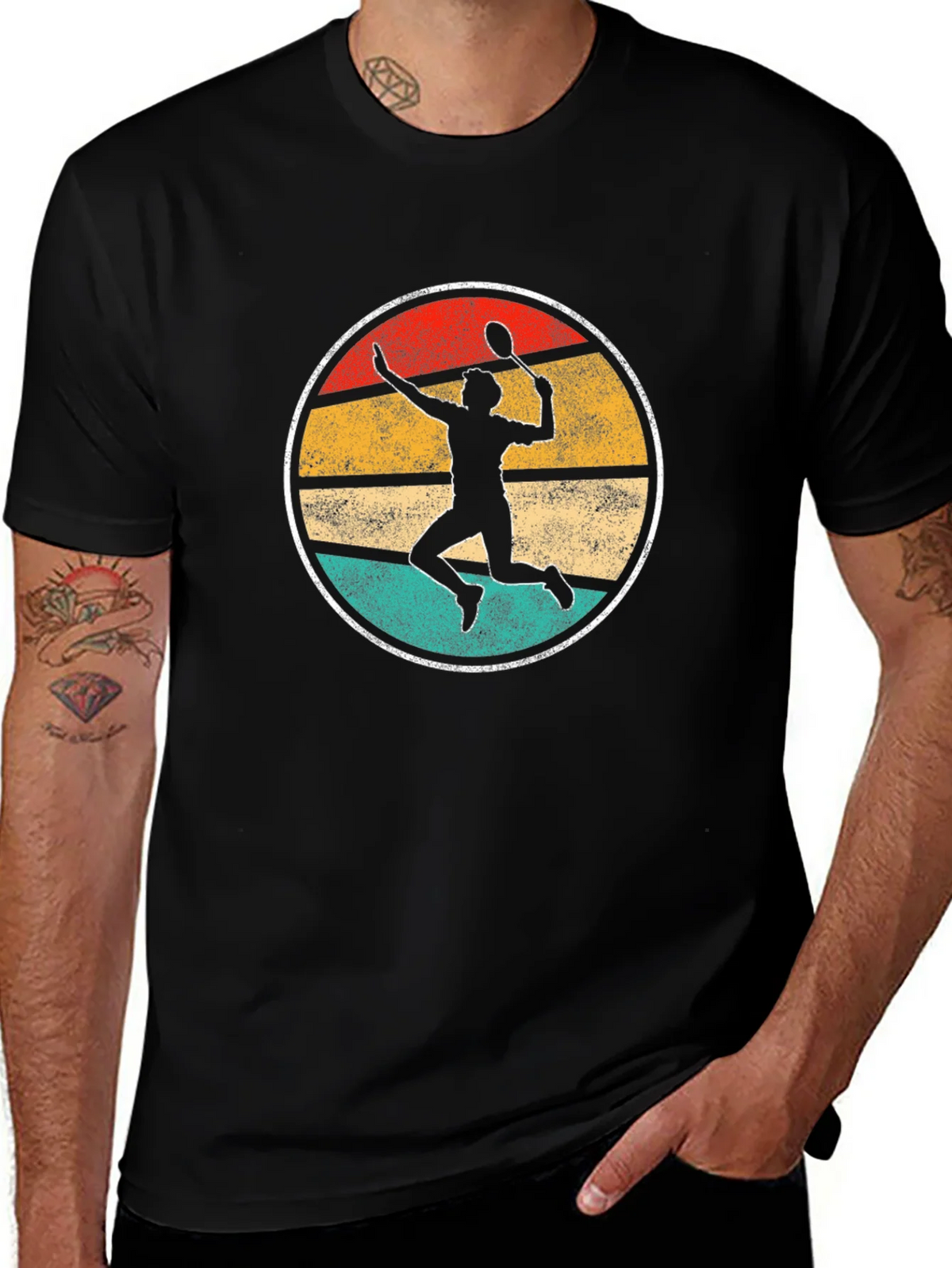 Vintage Badminton Player Graphic Tee product image 1