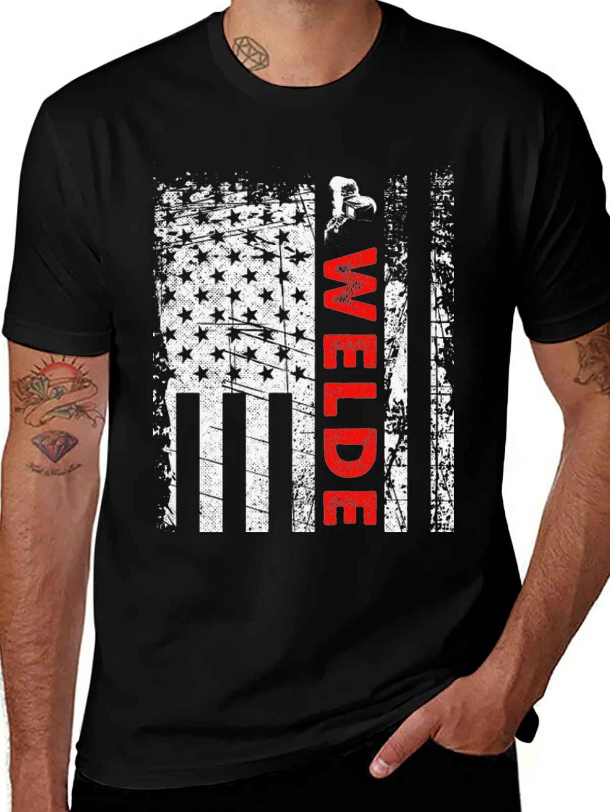 Welder American Flag T-Shirt Patriotic Welding Tee product image 1