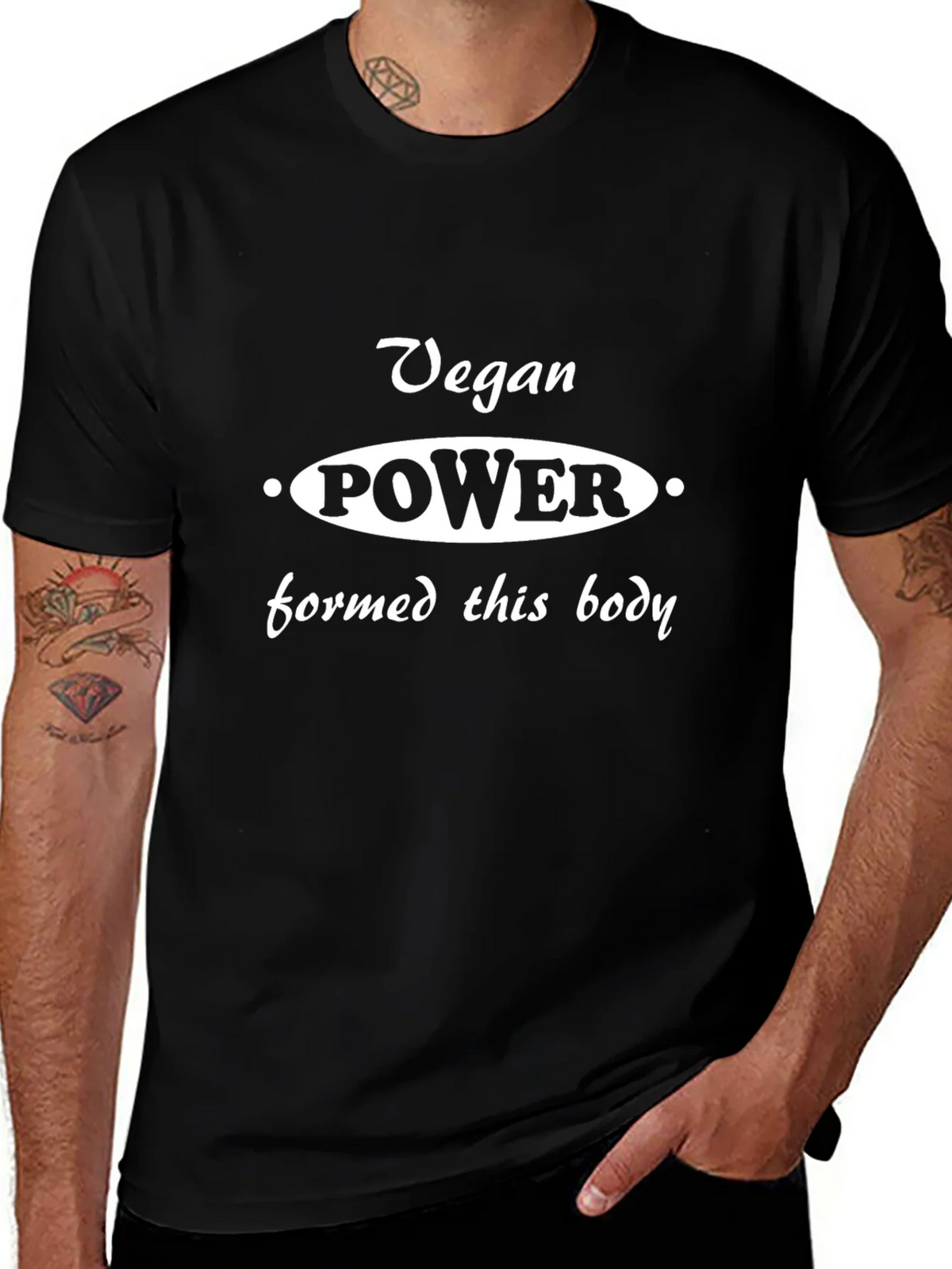 Vegan Power T-Shirt - Black Cotton Blend product image 1