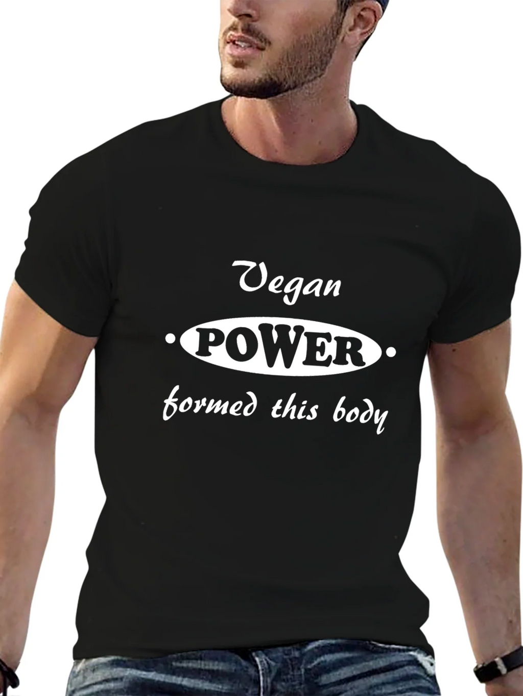 Vegan Power T-Shirt - Black Cotton Blend product image 5