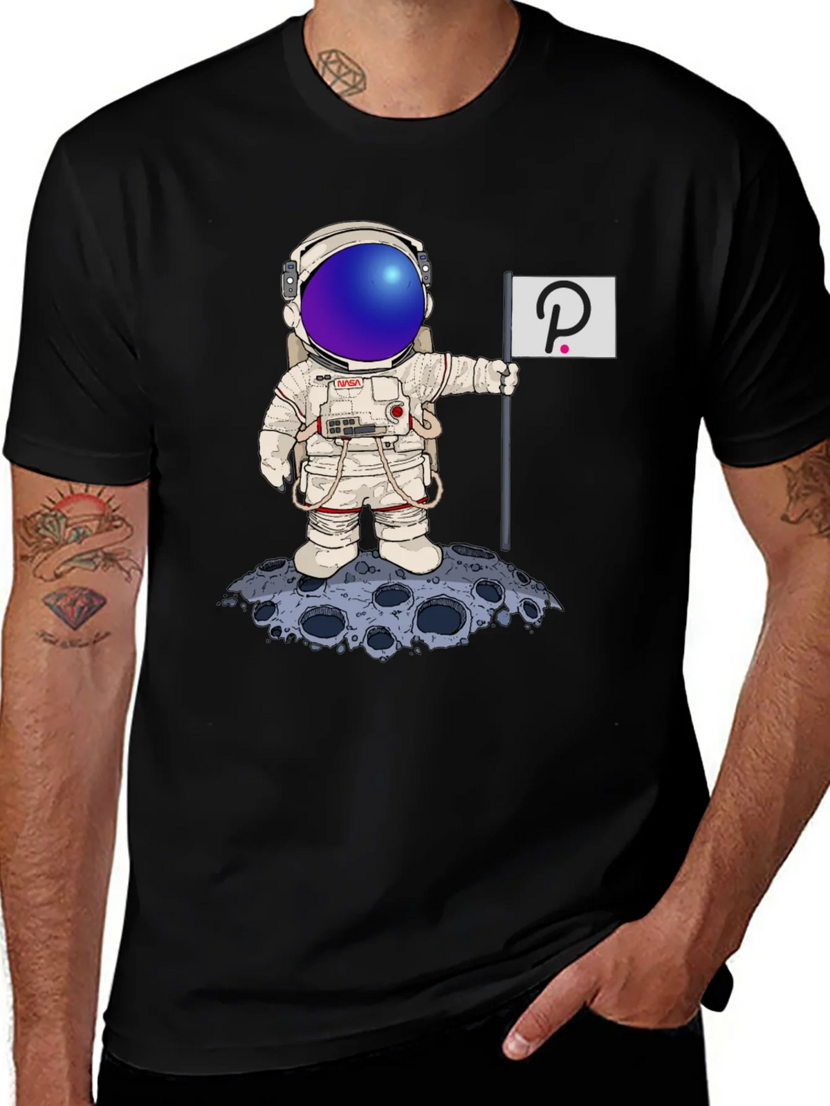 Astronaut Polkadot Graphic Tee - Space Crypto Fashion product image 1