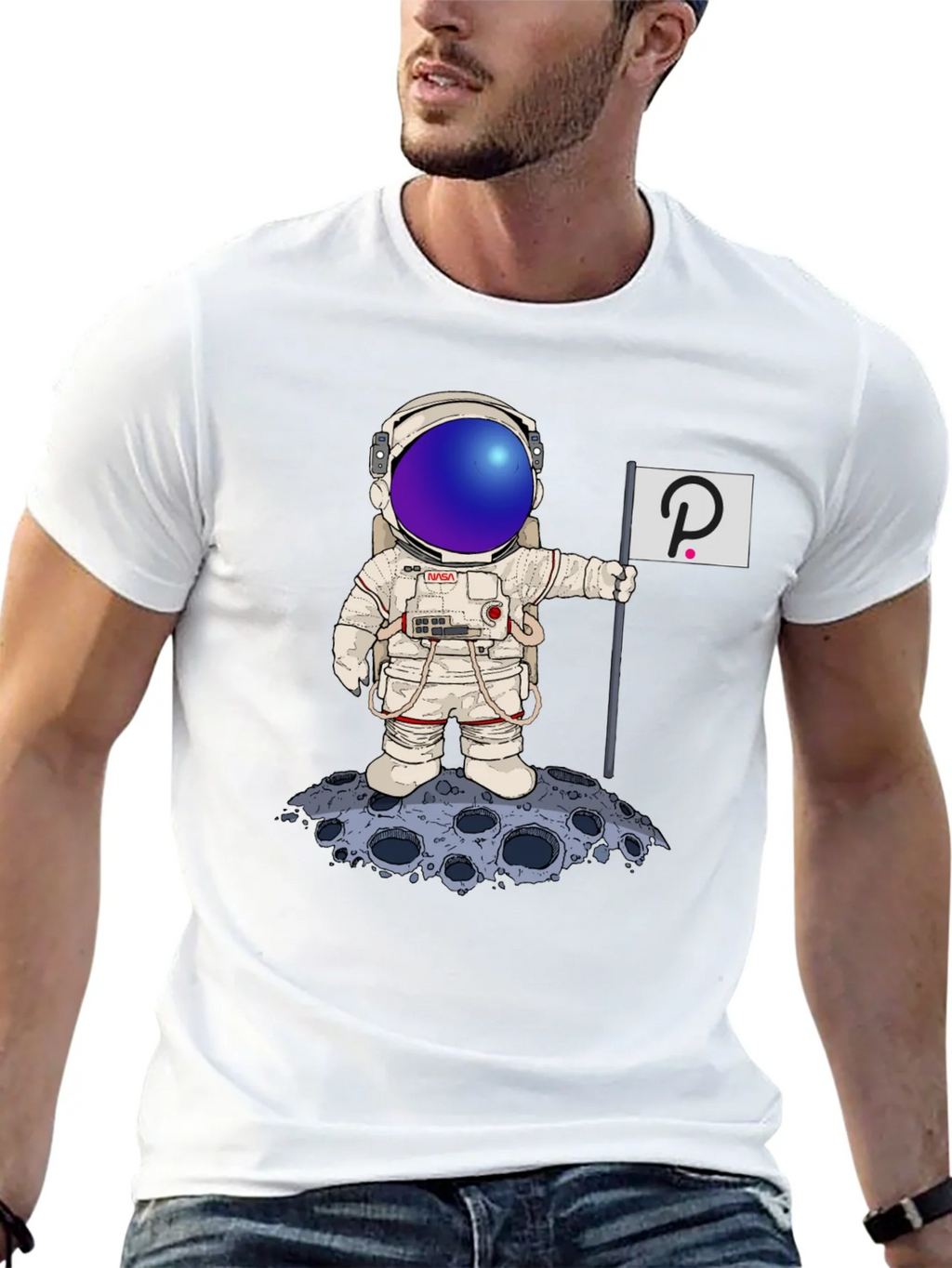 Astronaut Polkadot Graphic Tee - Space Crypto Fashion product image 11