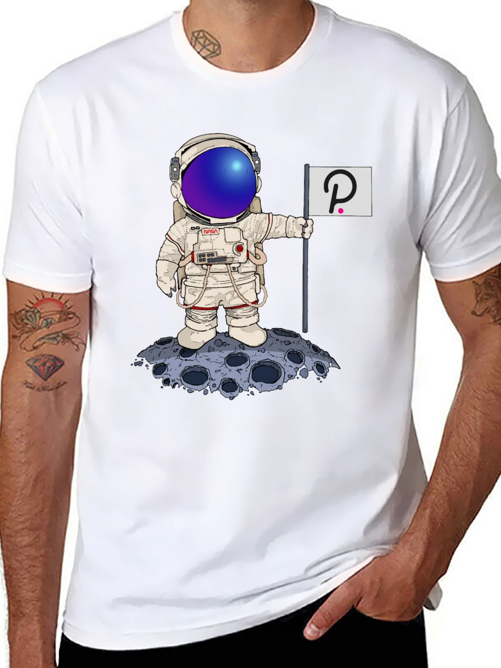 Astronaut Polkadot Graphic Tee - Space Crypto Fashion product image 7