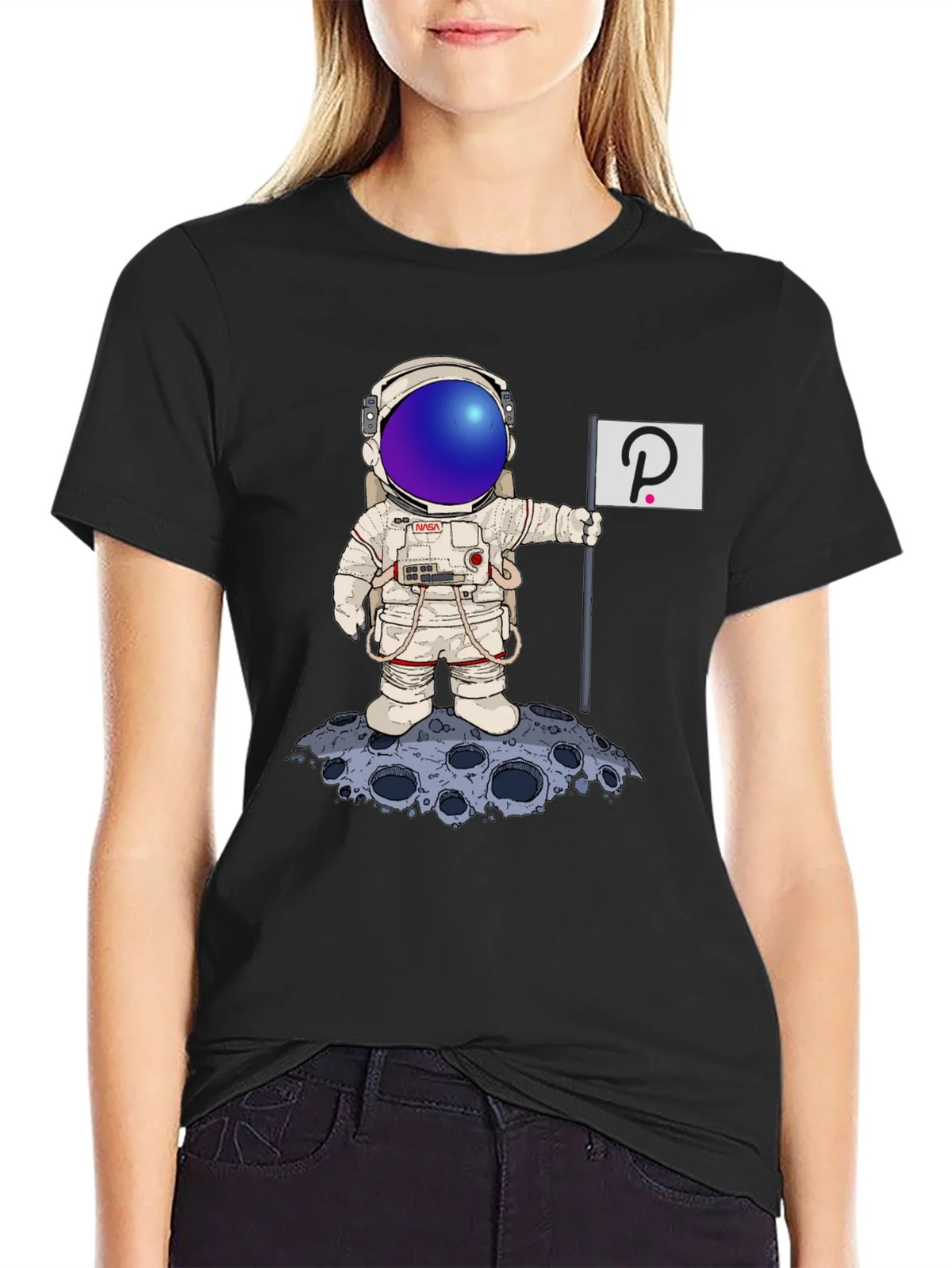Astronaut Polkadot Graphic Tee - Space Crypto Fashion product image 2