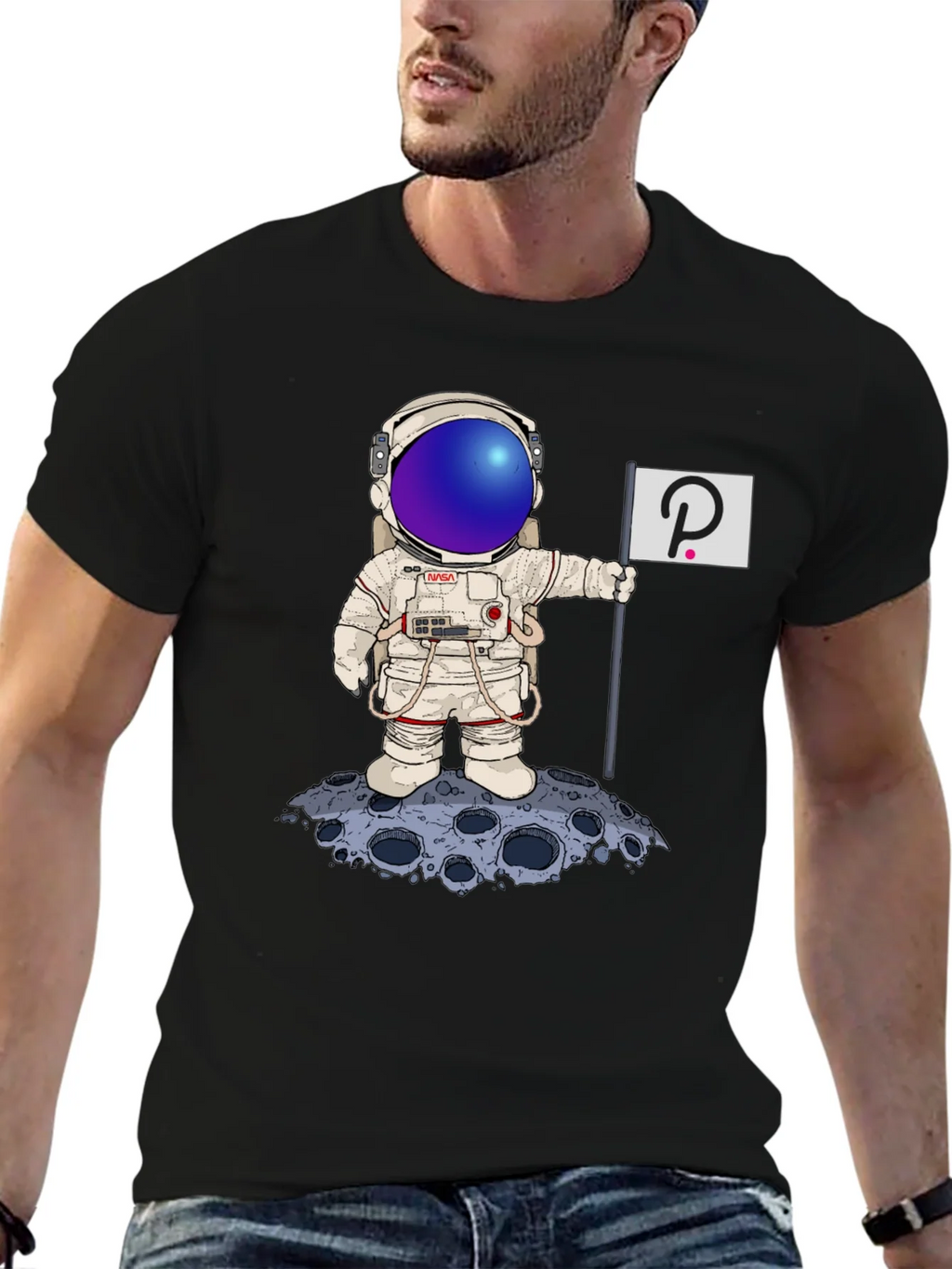 Astronaut Polkadot Graphic Tee - Space Crypto Fashion product image 6