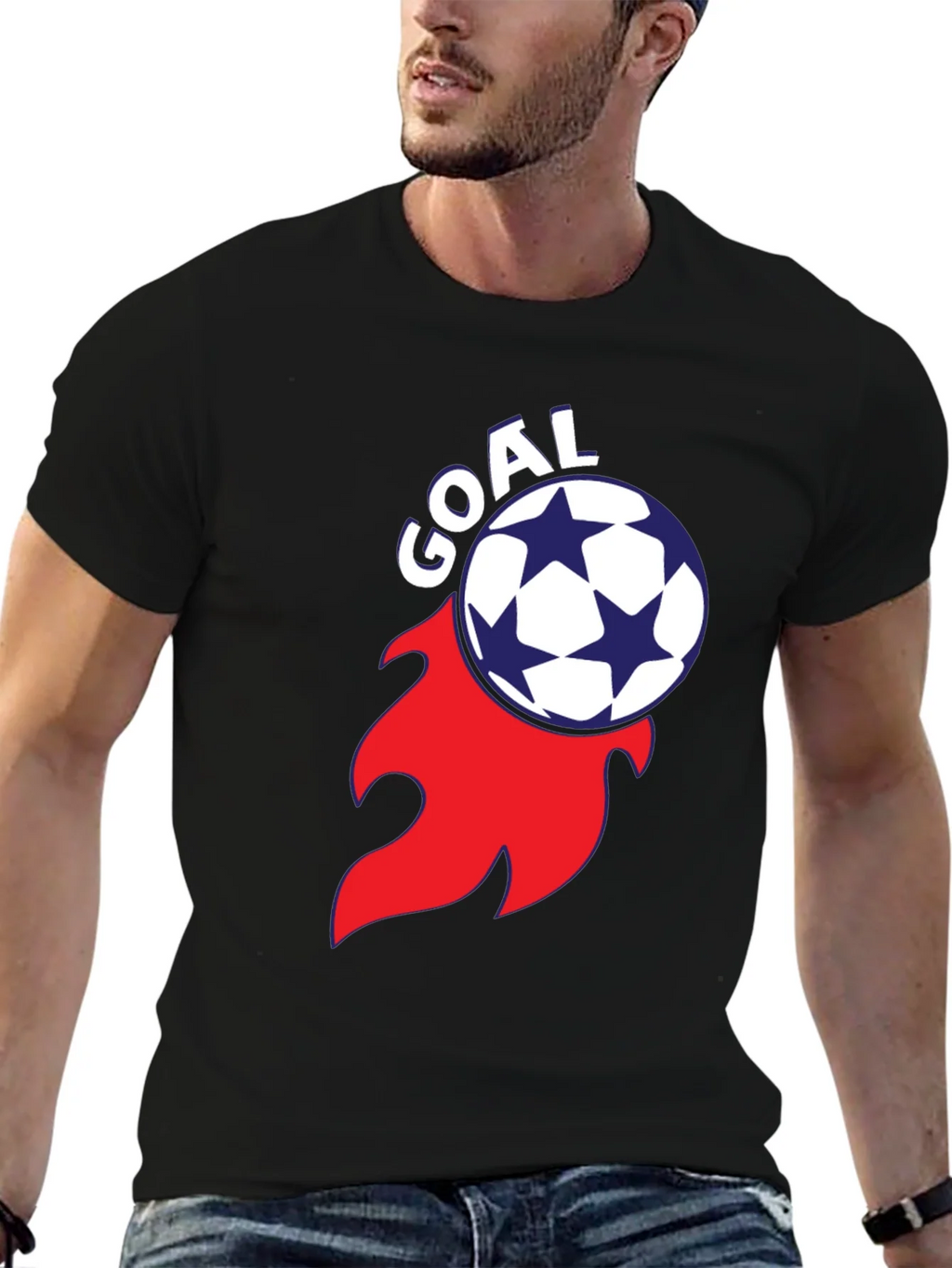 Goal! Soccer Ball Flame Graphic Tee - Stylish Black T-Shirt product image 4