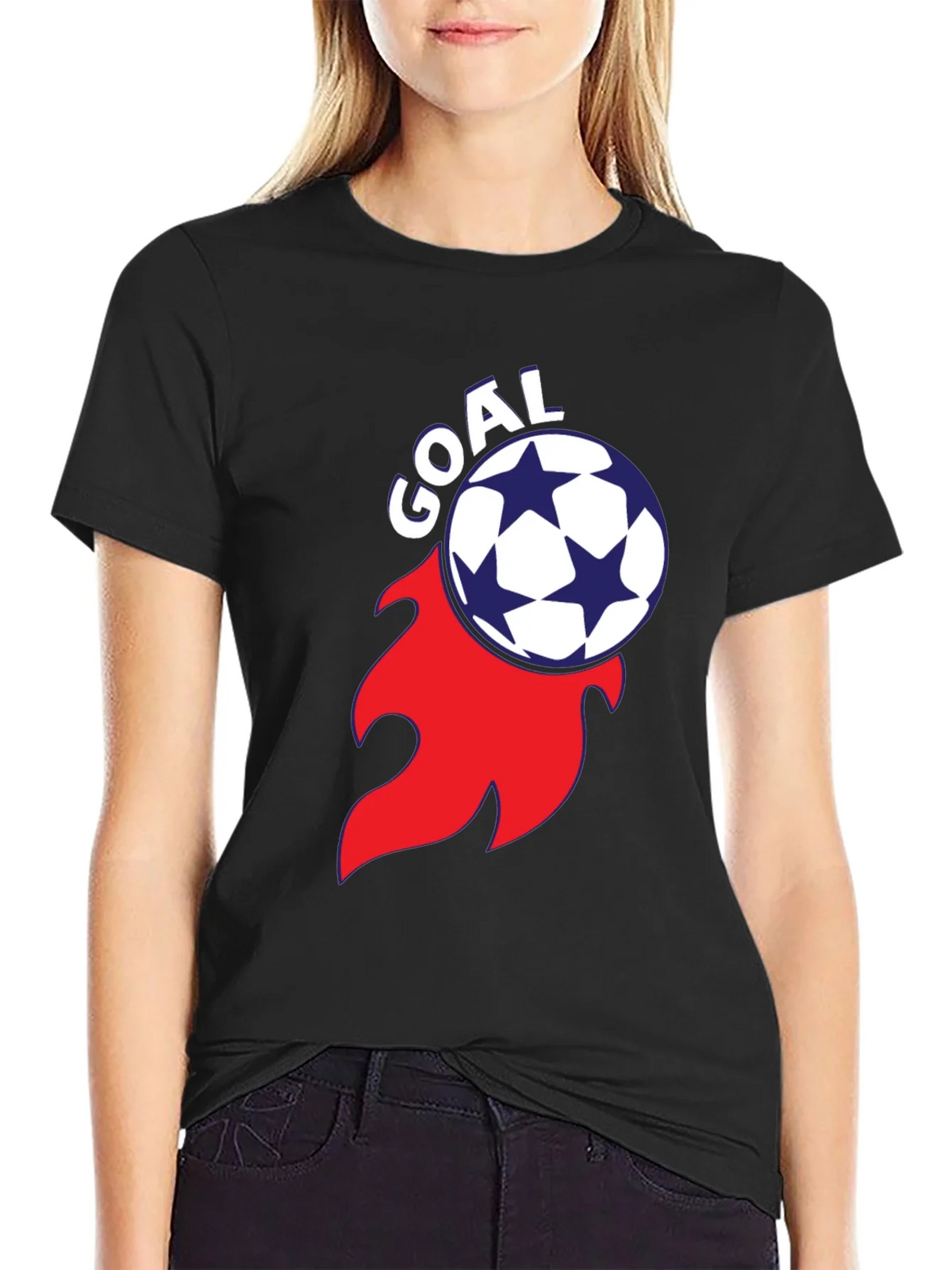 Goal! Soccer Ball Flame Graphic Tee - Stylish Black T-Shirt product image 2