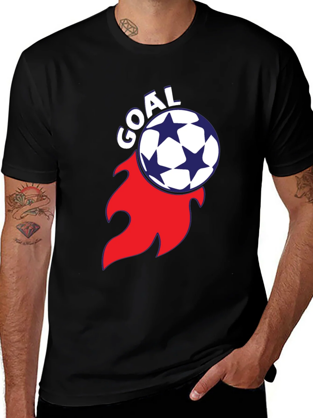 Goal! Soccer Ball Flame Graphic Tee - Stylish Black T-Shirt product image 1