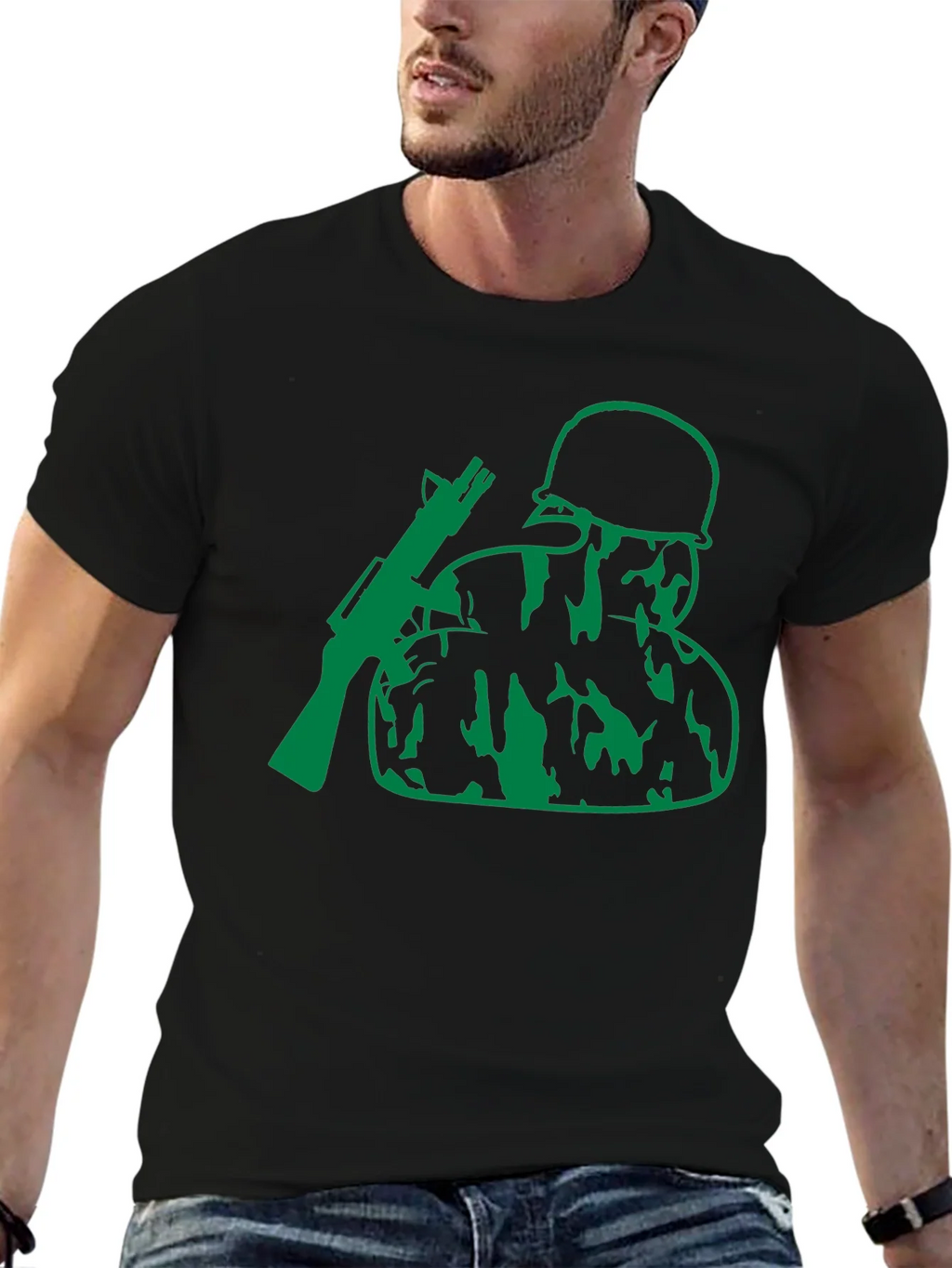 Green Soldier Graphic Black T-Shirt product image 3
