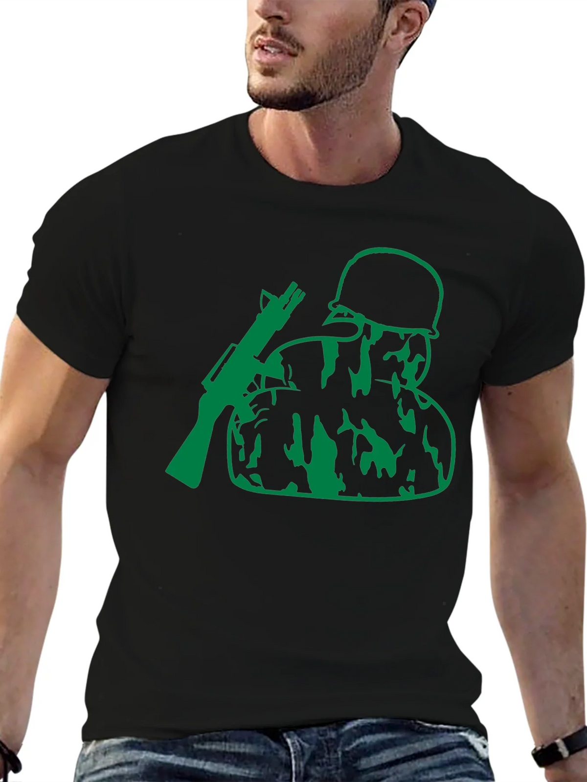 Green Soldier Graphic Black T-Shirt product image 3