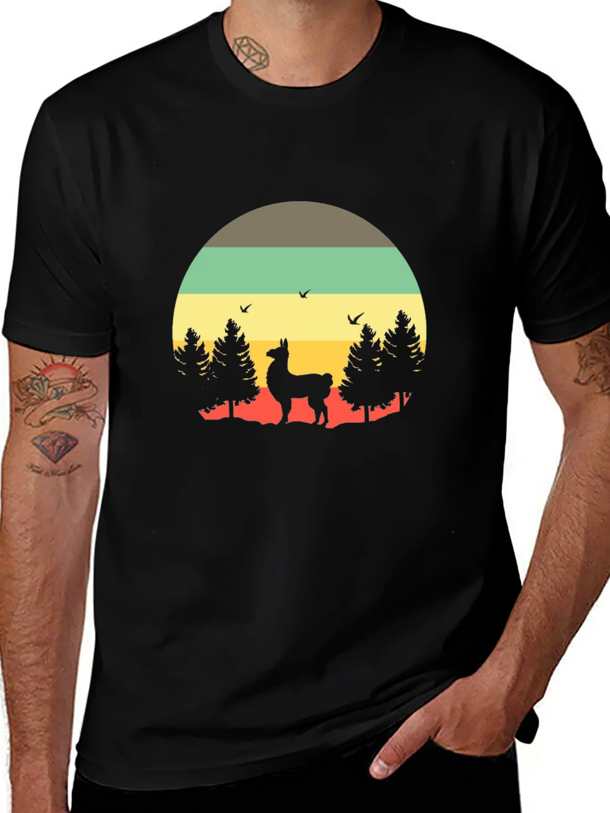 Retro Llama T-Shirt - Nature Graphic Tee product image 1