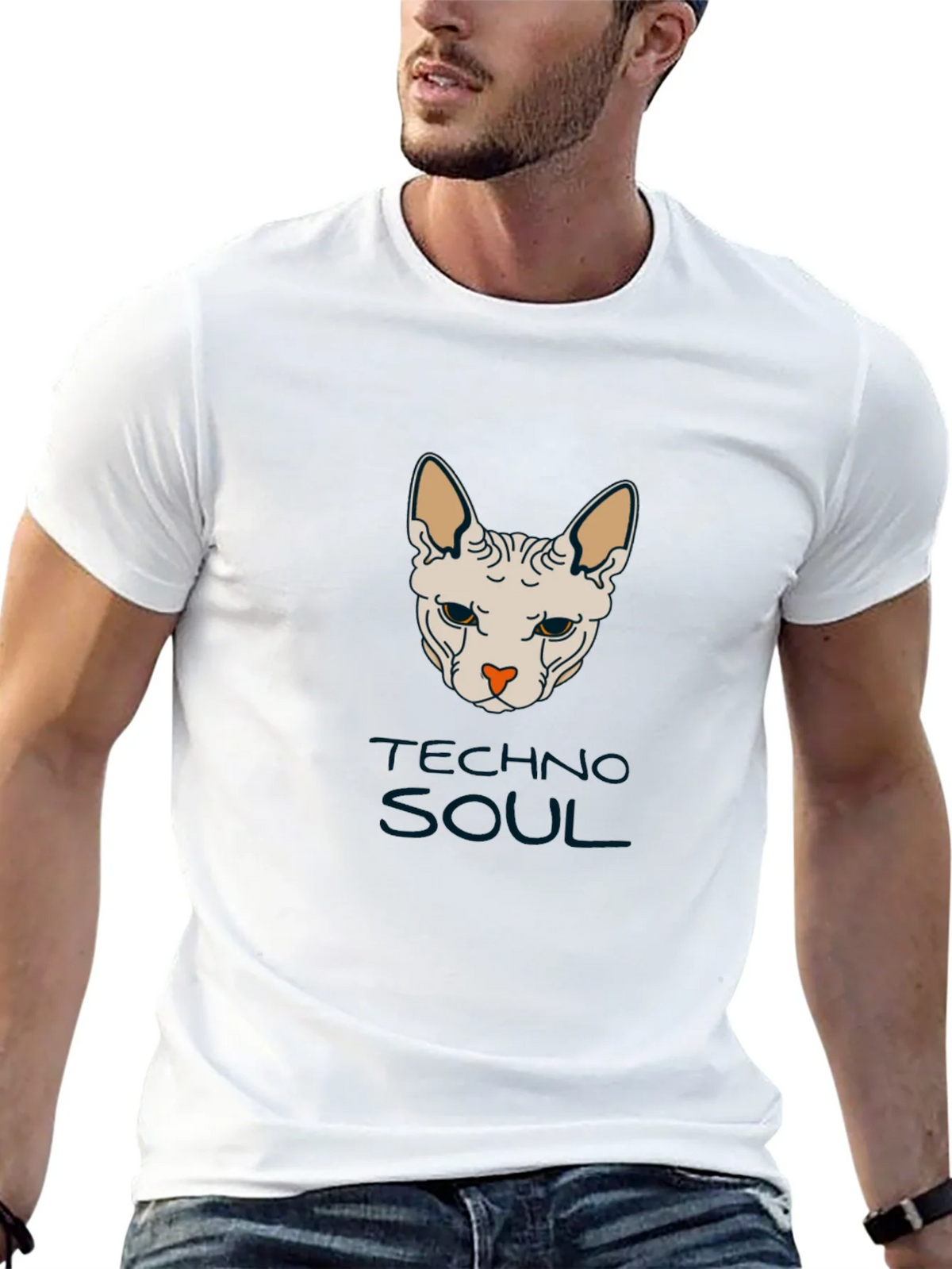 Techno Soul Sphynx Cat Graphic Tee - Black product image 12