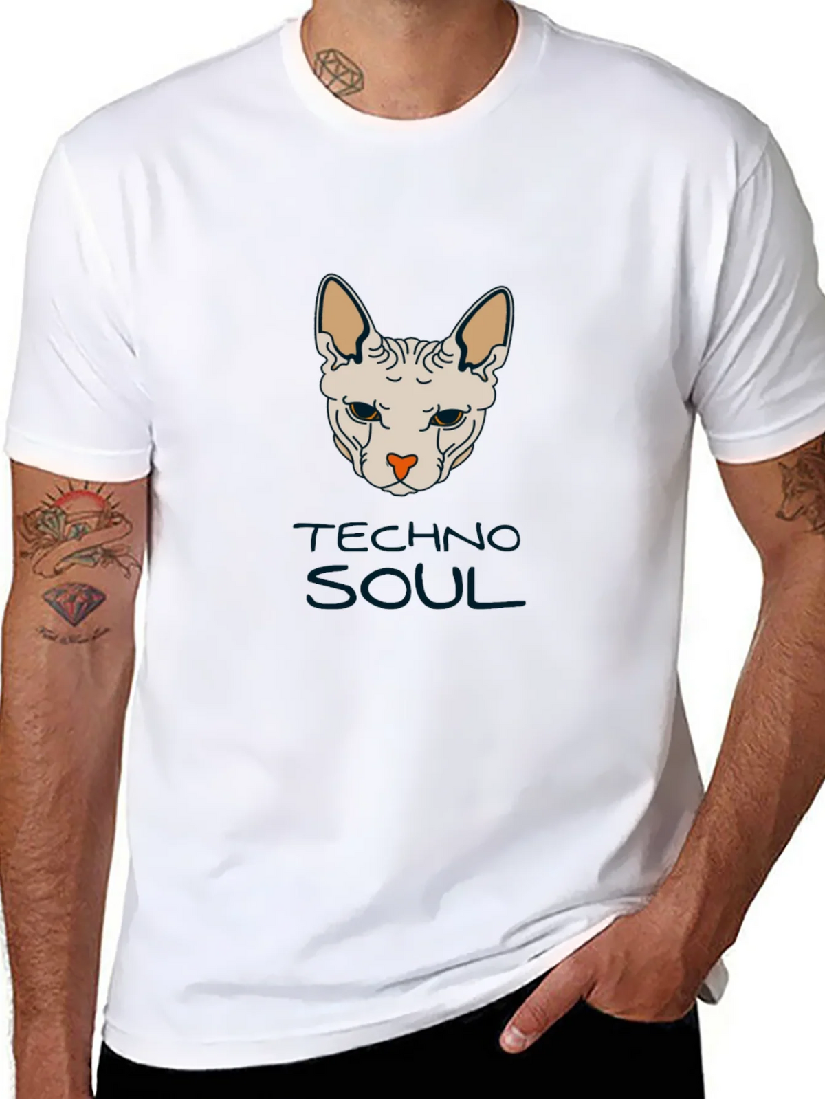 Techno Soul Sphynx Cat Graphic Tee - Black product image 7