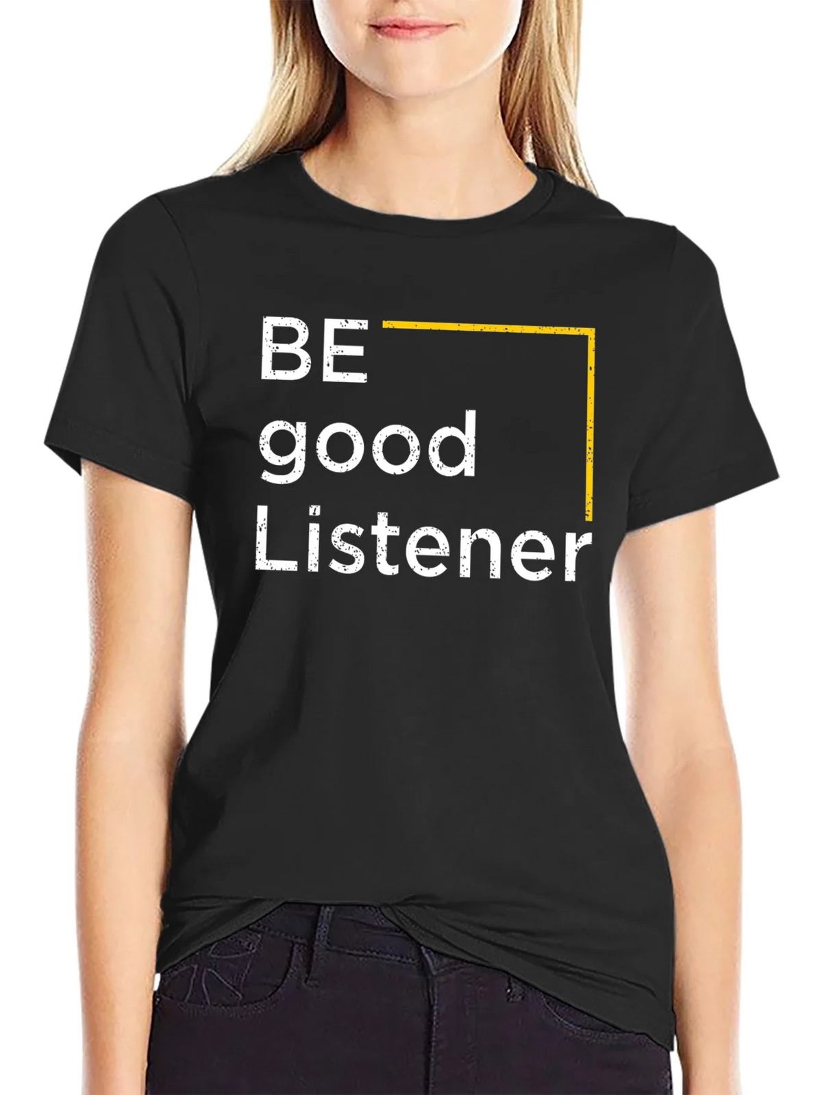 Be Good Listener Graphic Tee - Black Cotton T-Shirt product image 2