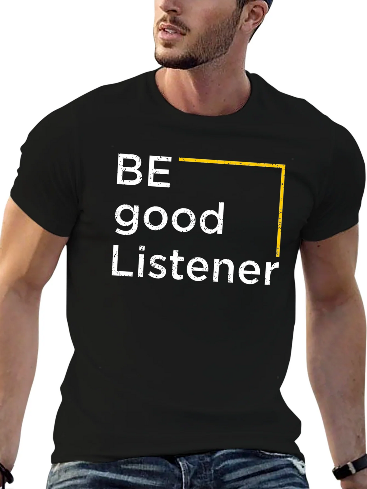 Be Good Listener Graphic Tee - Black Cotton T-Shirt product image 5
